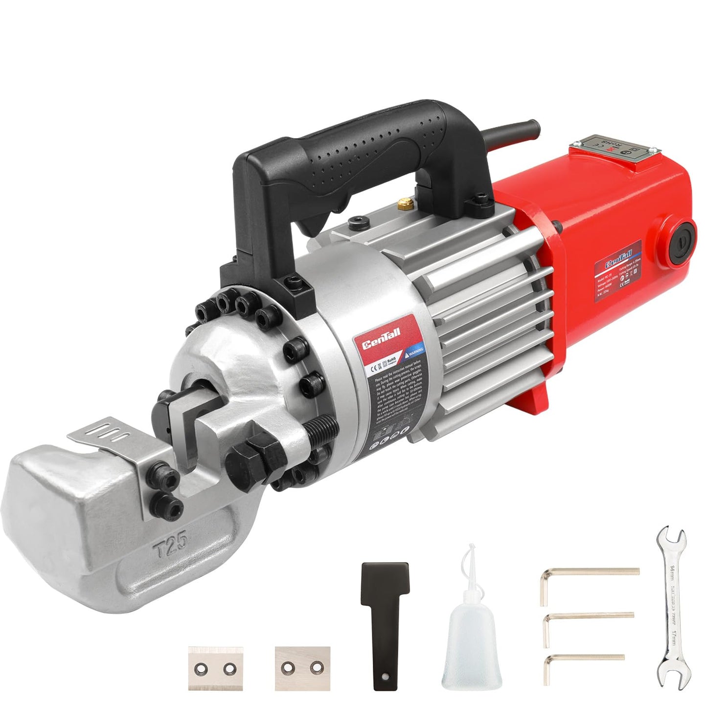CENTALL 1" Electric Hydraulic Rebar Cutter 2-3S Cutting Speed Portable Rebar Cutter Cutting Rebar 4-25mm #8 120v/60hz (RC25)