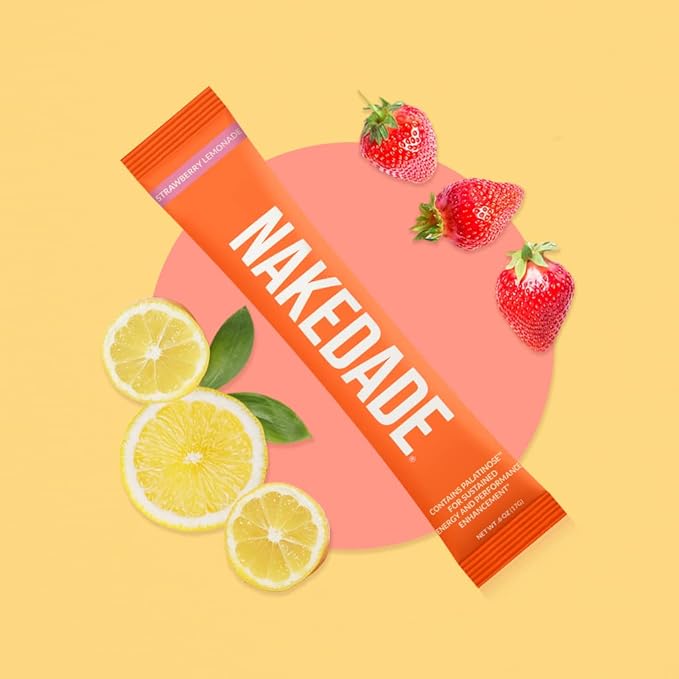 Nakedade Strawberry Lemonade ??Performance Enhancing Sports Drink Powder - Electrolyte Powder ??No GMOs or Artificial Sweeteners, Gluten-Free, Soy-Free, Dairy-Free ??16 Sticks