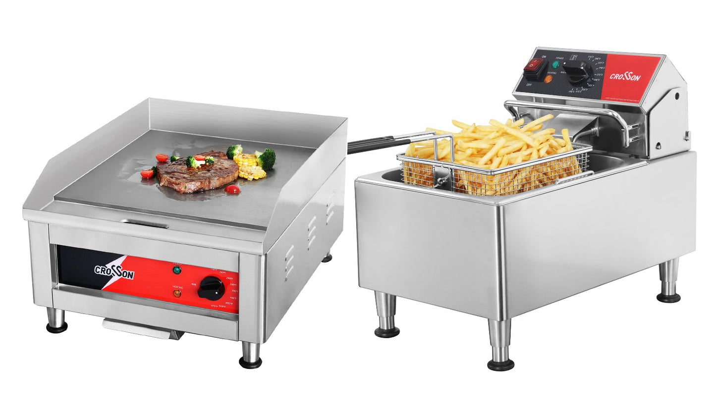Commercial Countertop Electric Deep Fryer and Griddle