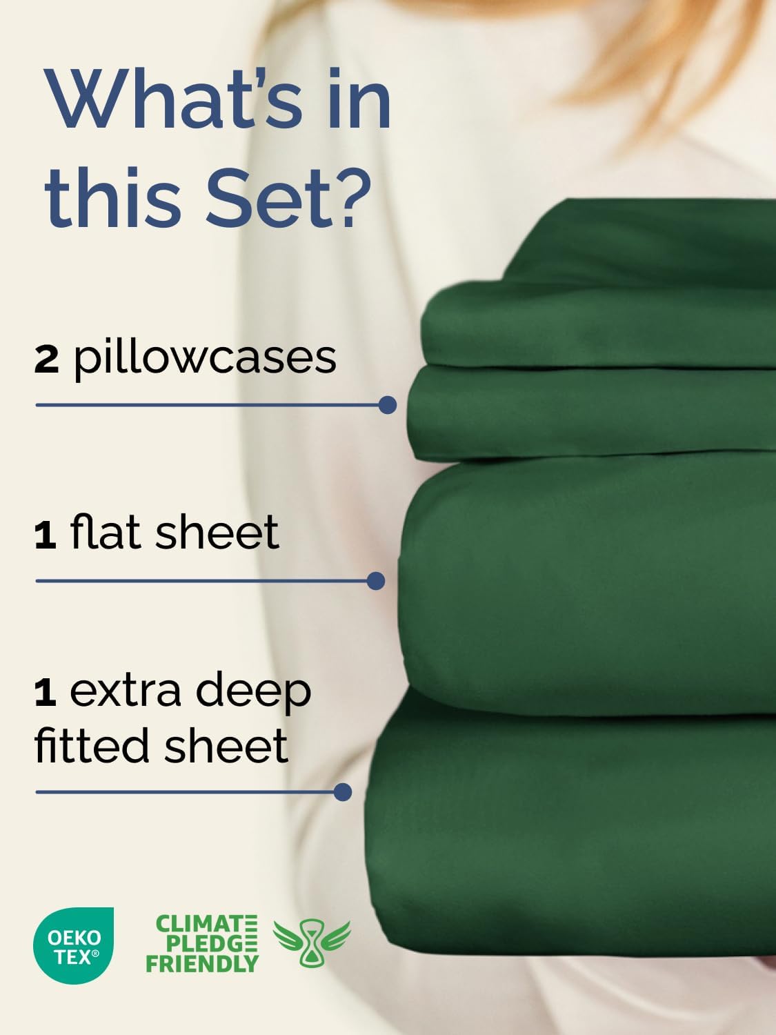 Skiennix Extra Deep Twin Sheet Set - 4-Piece Breathable Cooling Bedding - Soft Wrinkle-Free Emerald Green