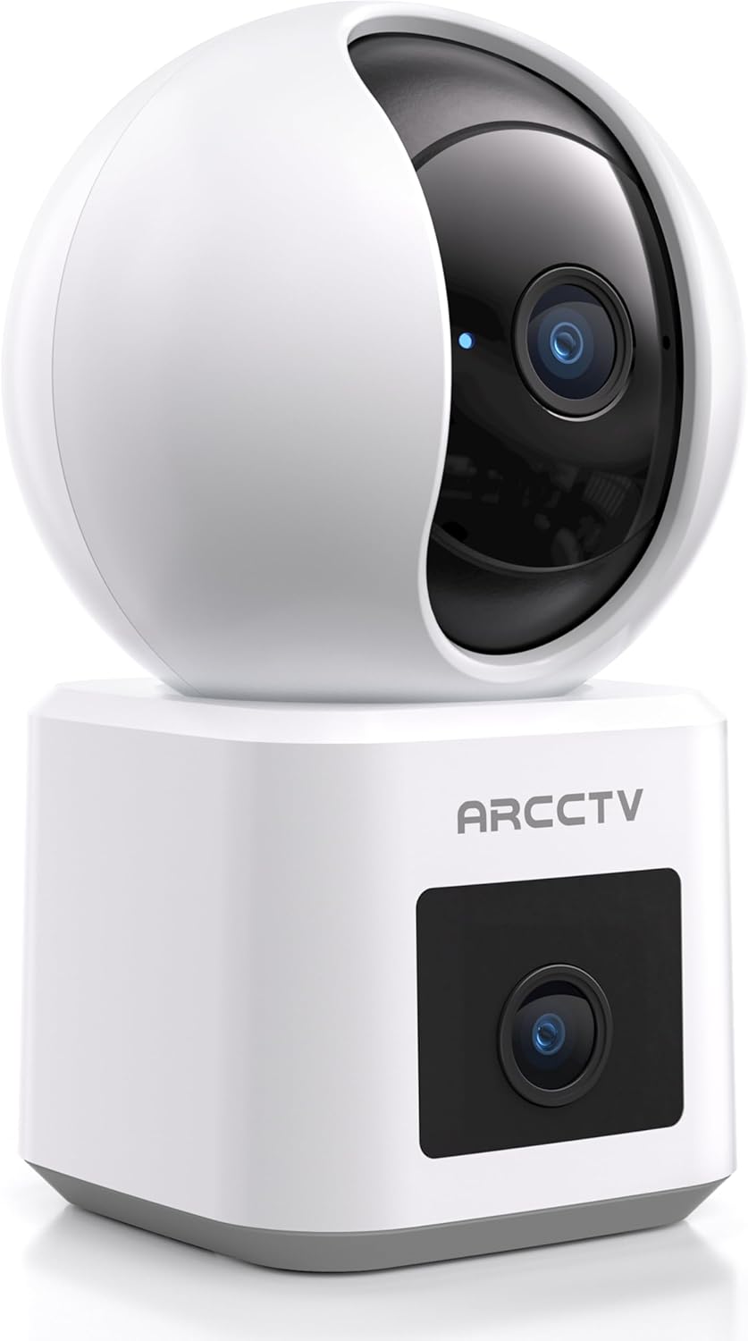 ARCCTV 2.5K 6 360 5GHz 2-Way Dual Lens Indoor Security Camera, WiFi Pet Camera with Phone App, Dog Camera for Home