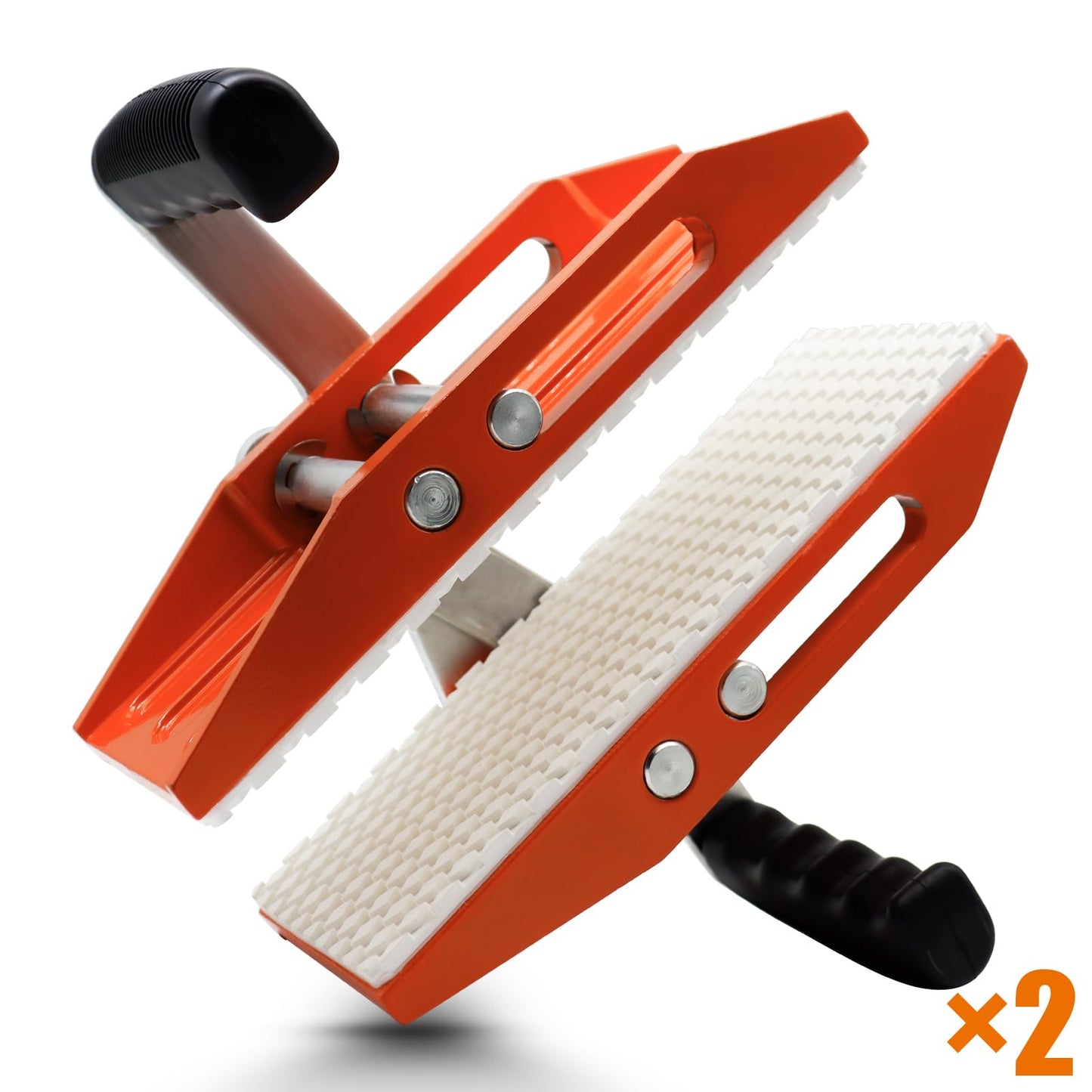 SDRTOP 2 PACK Granite Carrying Clamps with White Rubber-lined, Double Handed Stone Panel Carry Lifter Tools, Heavy Duty lifting clamps for Marble, Glass, Slabs and Plywood