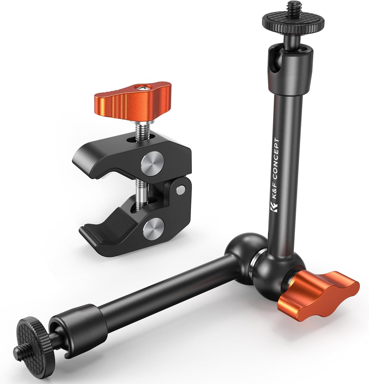 K&F CONCEPT 9.8" 1/4" 3/8" 360 Magic Arm Clamp Kit with & Thread Screw Ball Heads Articulating Magic Arm Camera Mount