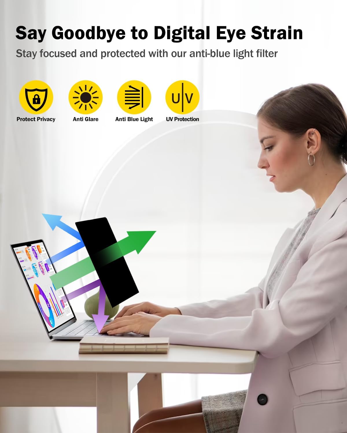 15.6 Inch 360 15.6" 16:9 F FORITO Laptop Privacy Screen Protector, Anti Peeping and Anti Glare Laptop Privacy Shield