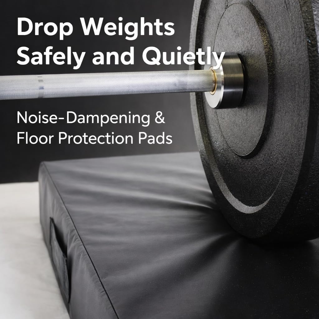 Japard Silencer Drop Pads 2 Pcs,Dumbbell,Workout, Gym, Weightlifting Crash Cushions with PVC Cover, Easy Carry Handles, Deadlift Mat, Exercise Balance Equipment for Fitness, Physical Therapy, Yoga
