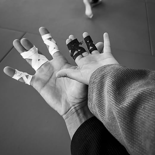Bighorn Athletics Pro Series Jiu-Jitsu Finger Tape, 8-Rolls with Tin Holder, Enhanced Strength, Residue-Free (0.5-Inch, White)