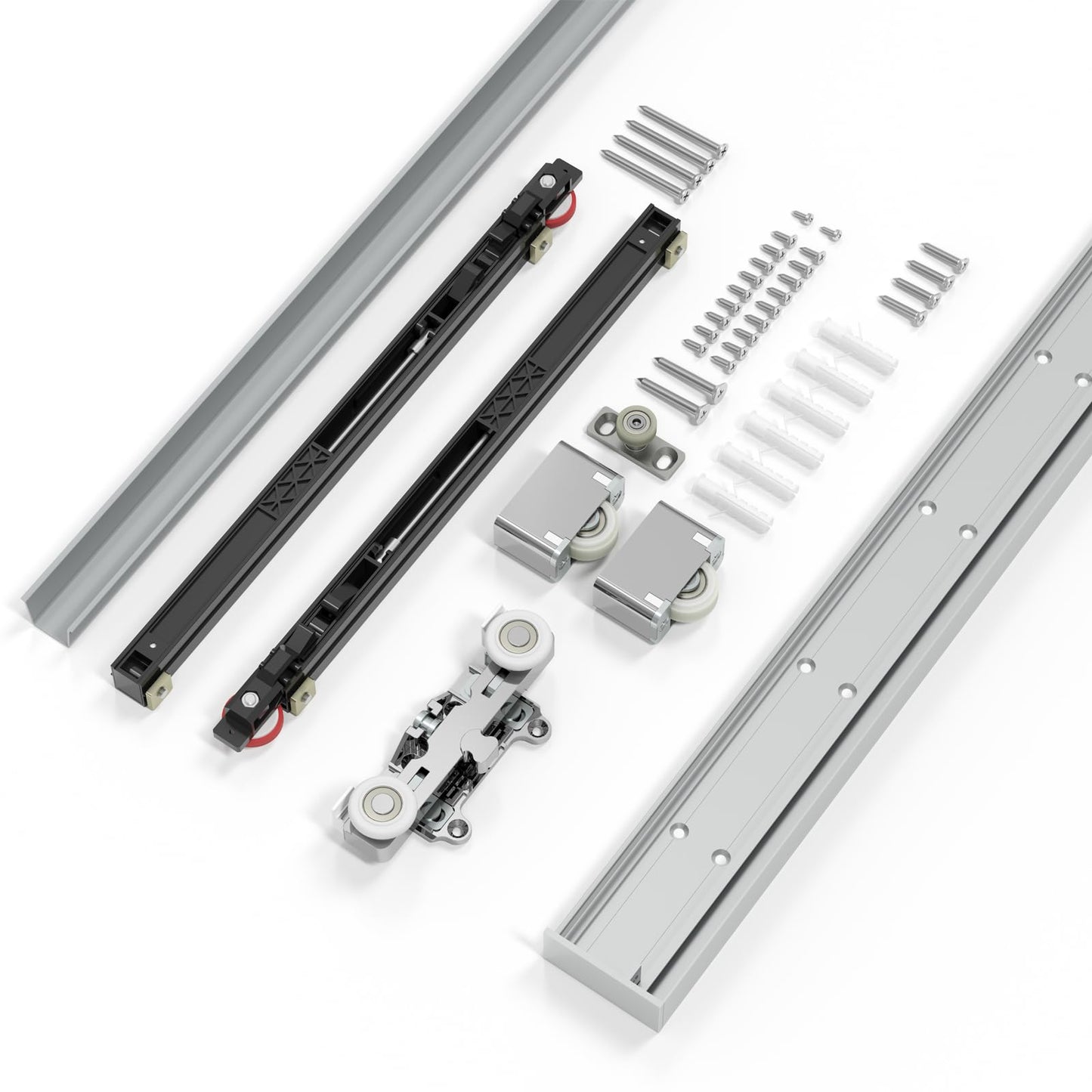 CEAKIAN 42" Concealed Sliding Barn Door Hardware Kit with Soft Close Mechanism for 34in Passage Opening, Hidden Wall Mount for Interior Wooden Door (NO Door)