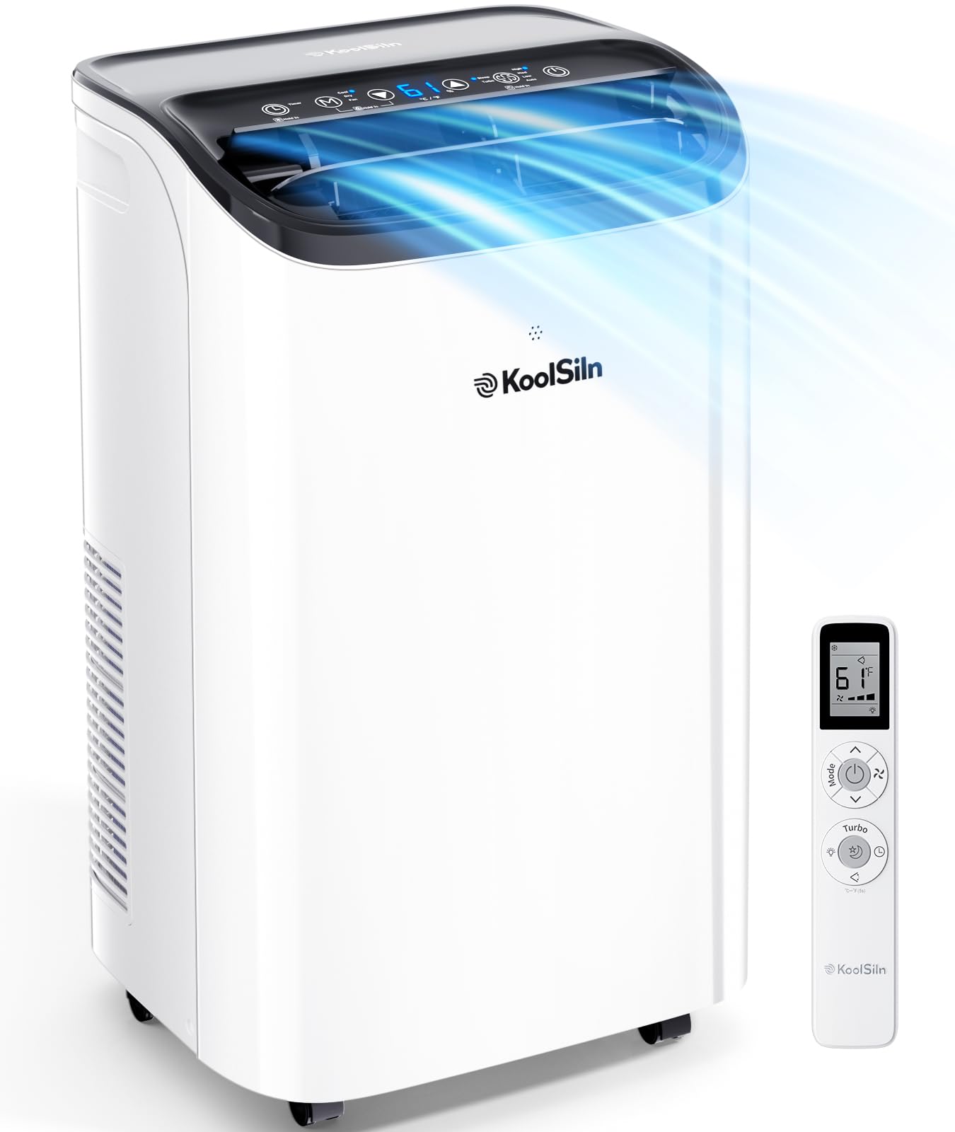 14,000 BTU Portable Air Conditioner Cools Up to 700 Sq.Ft, Auto-Evaporation Low Noise Portable AC Unit with APP & Remote Control for Large Room, Office, Garage, White