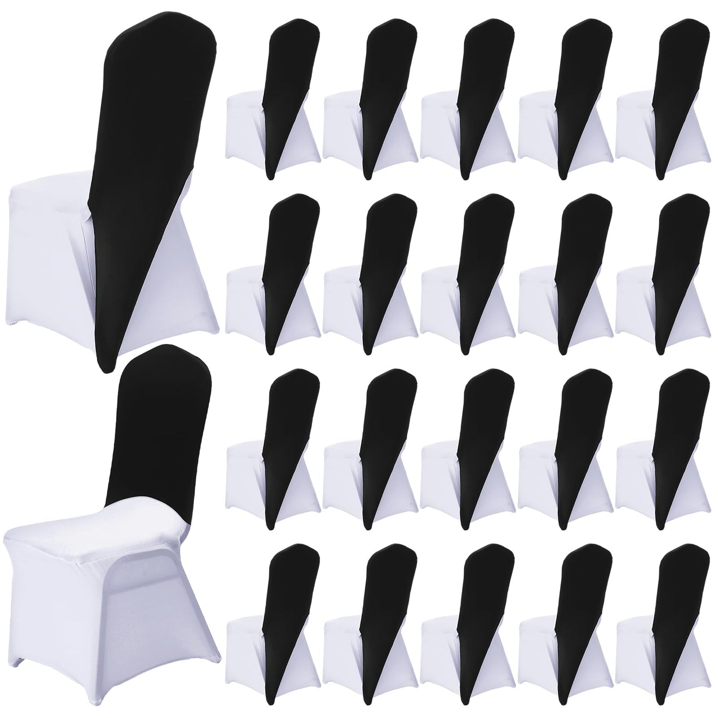 Mindsoft 20 Pcs Chair Cap Covers Spandex Chair Hood Sash Hat Bands Folding Stretch Elastic Cover for Wedding Holidays Banquet Party Celebration (Black)