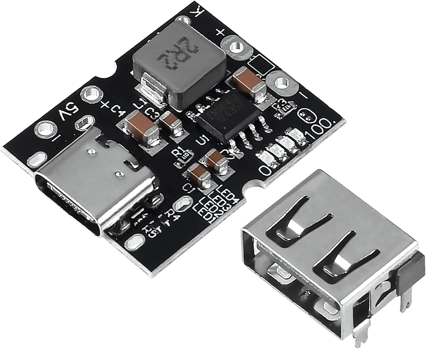 ATNSINC 12PCS 5V 2A Type-C USB Boost Converter Step-Up Power Module Mobile Power Bank Accessories with Protection LED
