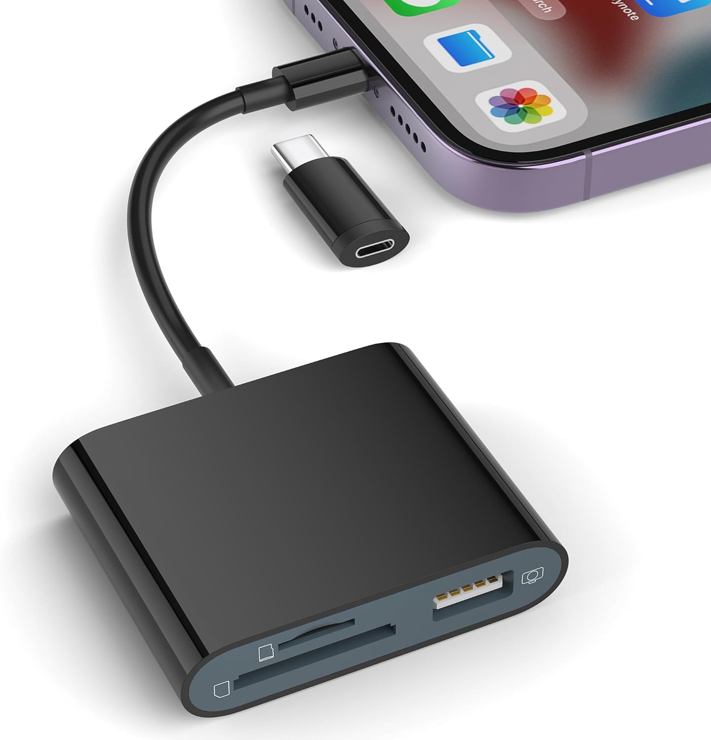 SZHAIYIJIN SD Card Reader for iPhone, Memory Card Reader with USB-C to Light-ning Adapter Plug and Play Trail Game
