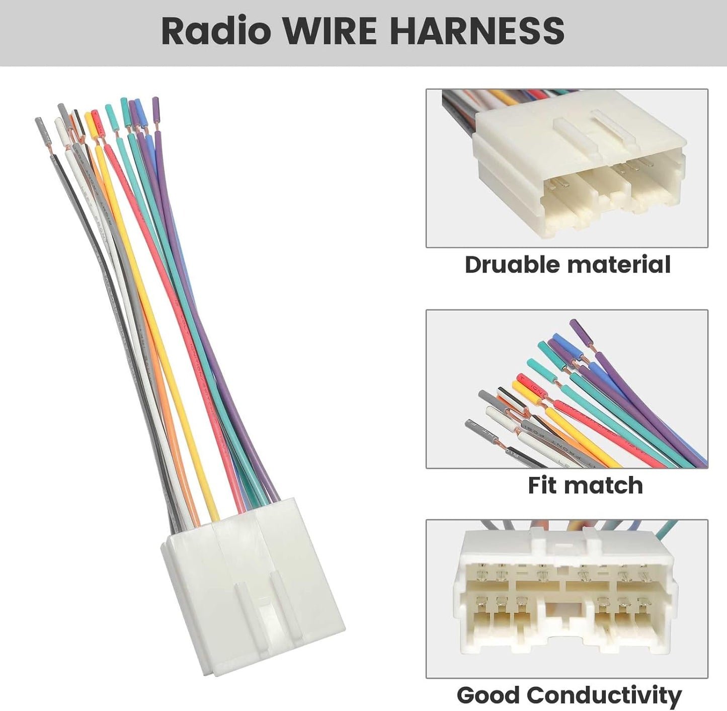 1992-2012 RED WOLF Car Radio Wiring Harness Connector Adapter Aftermarket Stereo Install Adaptor Compatible