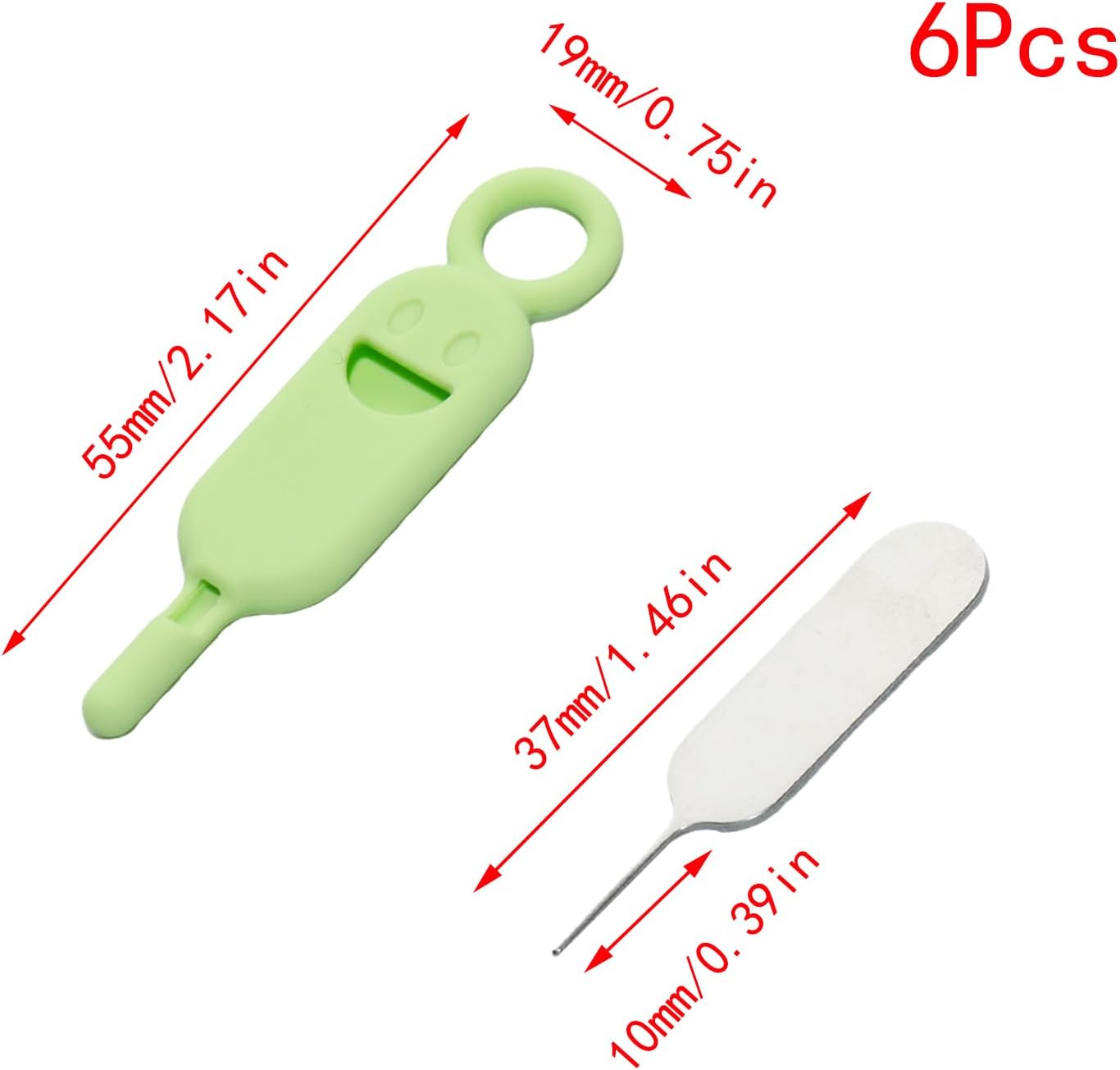 6 Set Lilaly Pcs SIM Card Removal Tool SIM Ejector Pin and Card Tool Cute Silicone SIM Card Needle Tool, Green