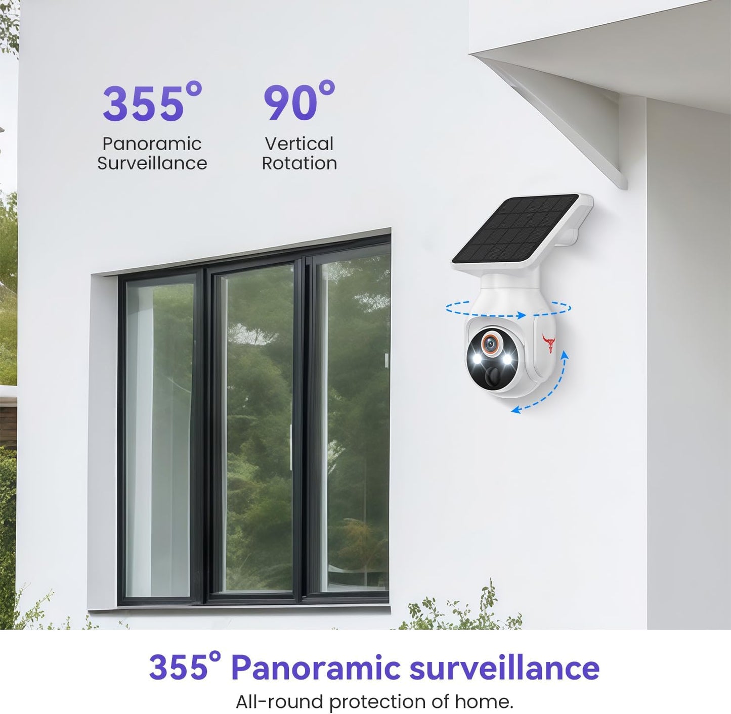 MeshSear 1080P 360 2-Way 2.4Ghz Solar Security Cameras Wireless Outdoor, View Pan/Tilt, Color Night Vision, Easy