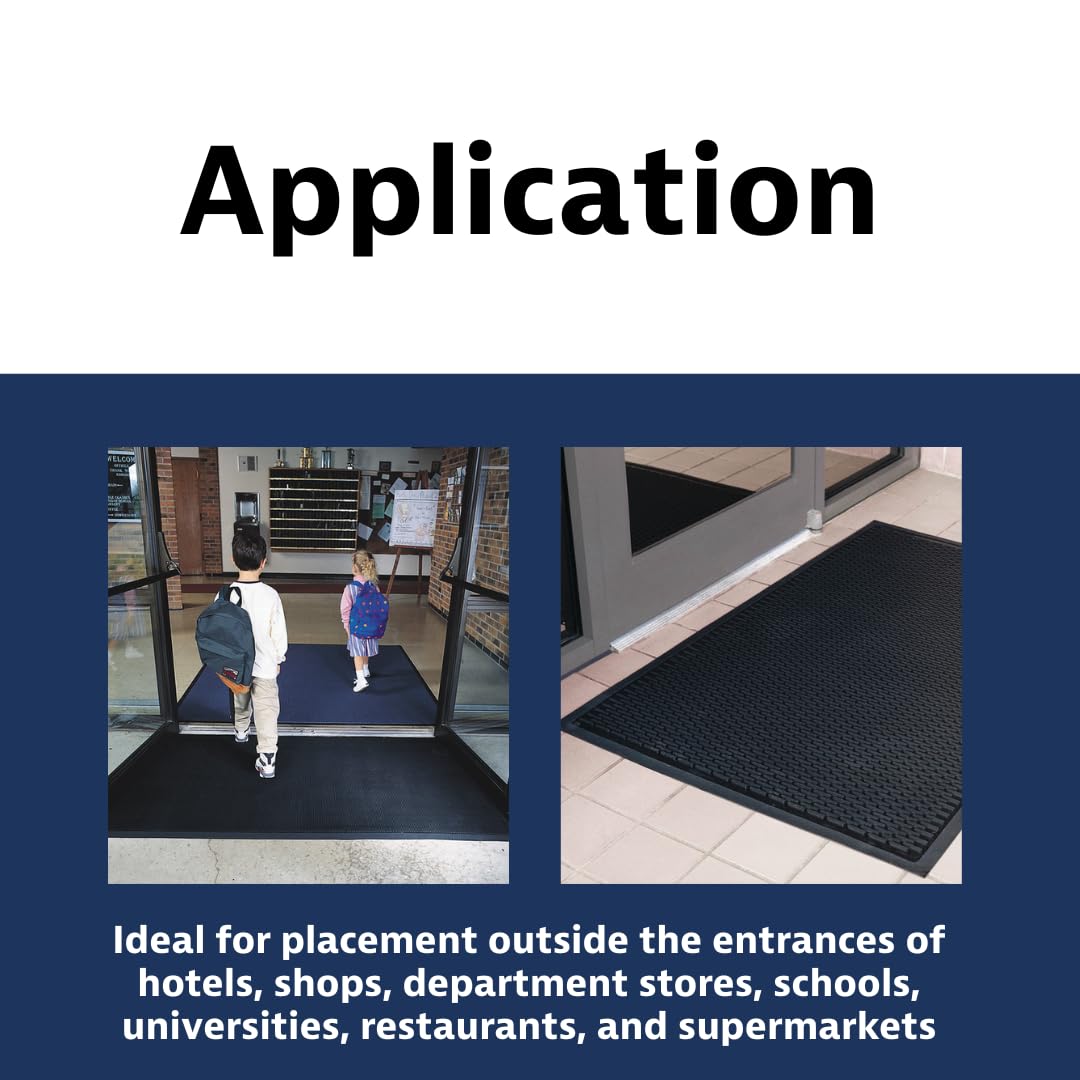 Notrax 340 Soil Guard™ Rubber Scraper Entrance Mat, Outdoor Natural Rubber Doormat for Indoor or Outdoor Heavy-Duty Use, Beveled Edges, 4' x 6', Black, 340S0046BL