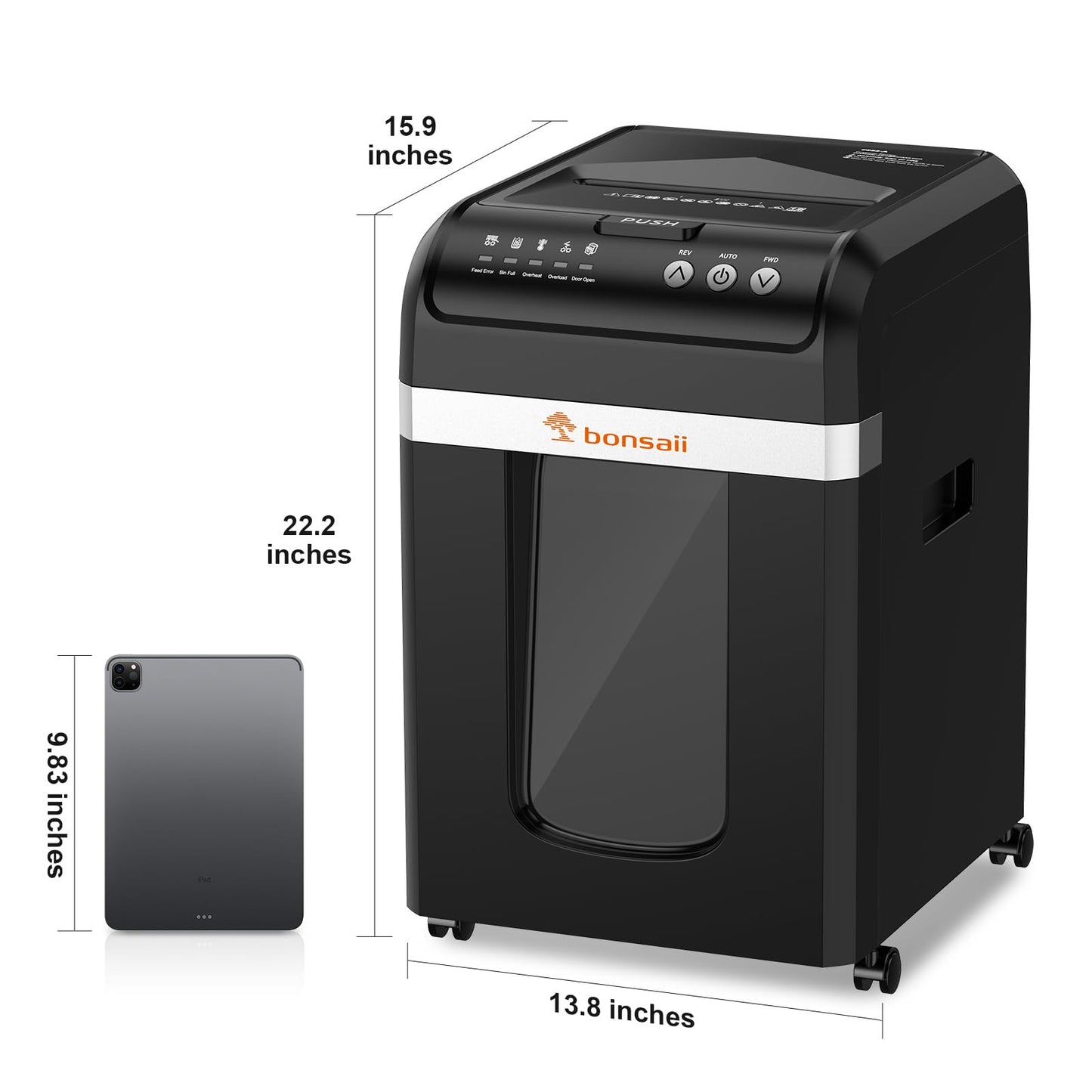 Bonsaii 200-Sheet Auto Feed Paper Shredder, 60-Min Nonstop Heavy Duty Shredders for Office, 8.1-Gal Bin, P4 High Security Micro Cut Large Commercial Paper Shredder for Business (C283-A New Version)