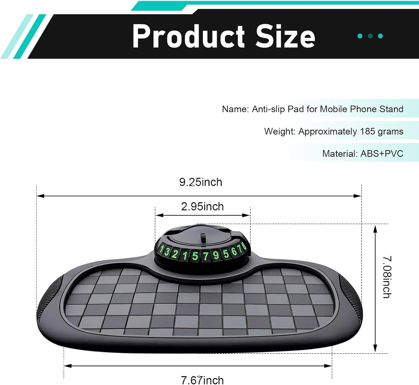 Culycey Car Dashboard Mat, Anti-slip Mat with Parking Number Sign and Rotatable Phone Holder, Multifunction Dashboard