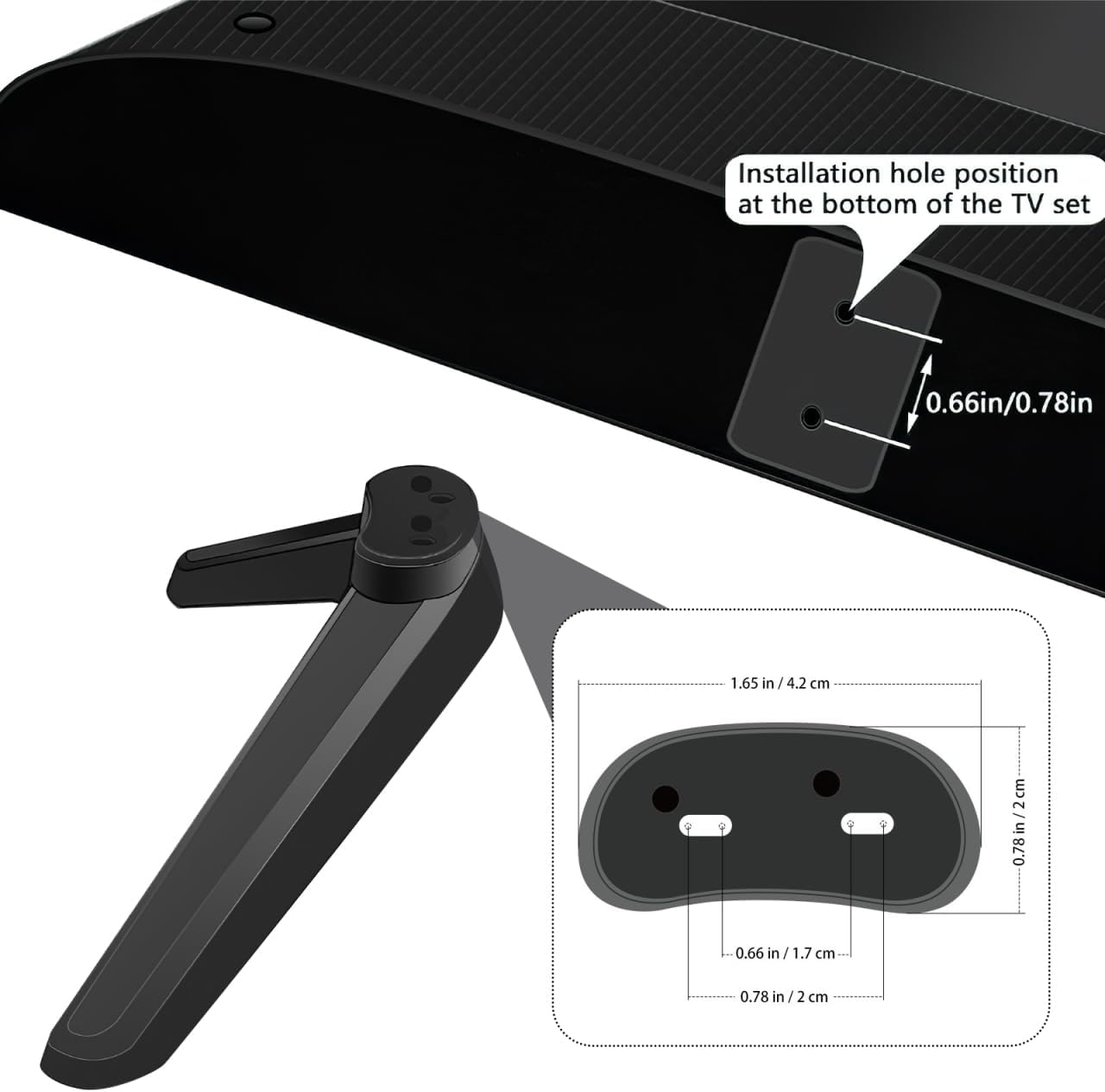 DIYEAH 32-55 Inch 2 Universal TV Stand Legs for LCD LED Televisions, Tabletop TV Base Mount Brackets with Non-Slip