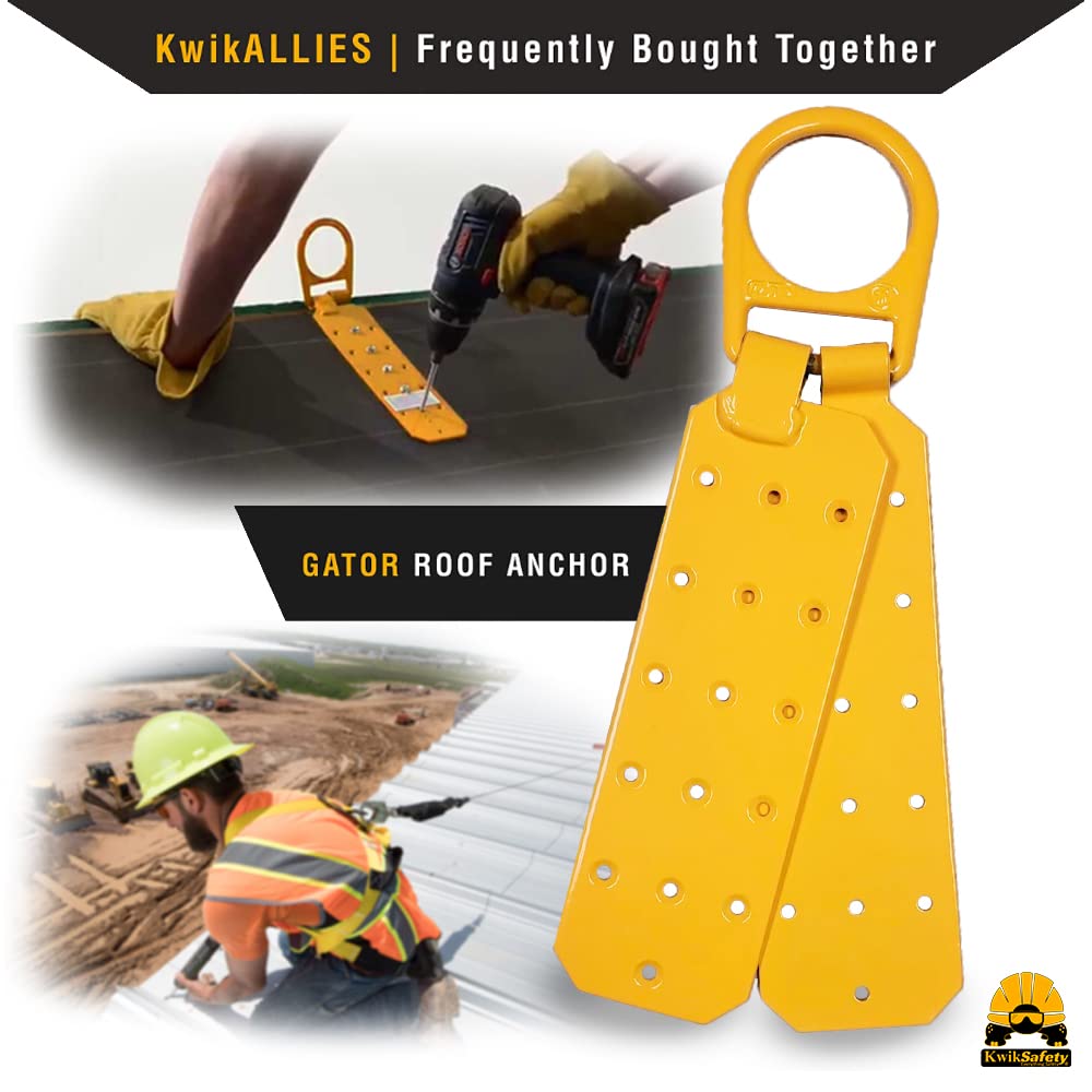 KwikSafety - Charlotte, NC - GATOR [COMBO] Temporary Reusable Roof Anchor + 50’ Vertical Lifeline Rope Assembly ANSI Tested OSHA Compliant PPE Fall Protection System D Ring Fall Arrest Equipment