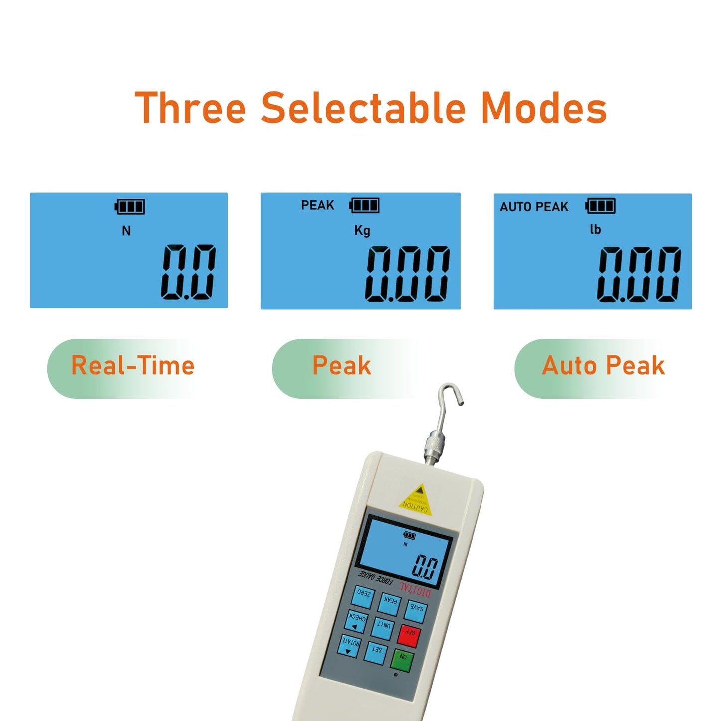 HF-200 Digital Force Gauge Push Pull Gauge Meter 200N with RS232 Cable HF-200N