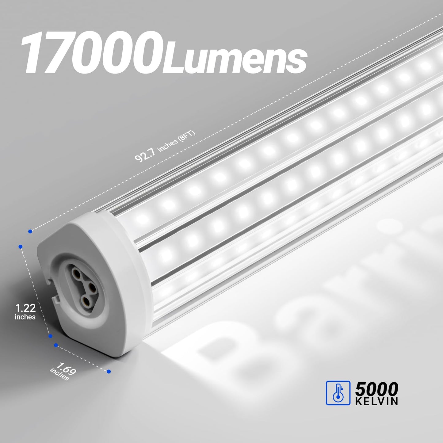 Barrina 8FT LED Shop Light, 140W 17000LM 5000K, U-Shaped 3 Rows LED Garage Lights, Linkable, Hanging & Flush Mount, 8 Foot Commercial LED Shop Lights for Garage, Workshop, Kitchen, 10 Packs, Silver