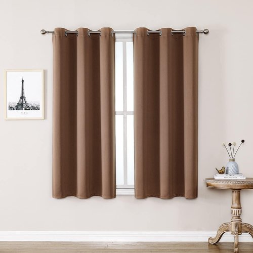 ChrisDowa Blackout Curtains - Thermal Insulated Room Darkening Panels, 48 Inch Long, Cappuccino (Set of 2)