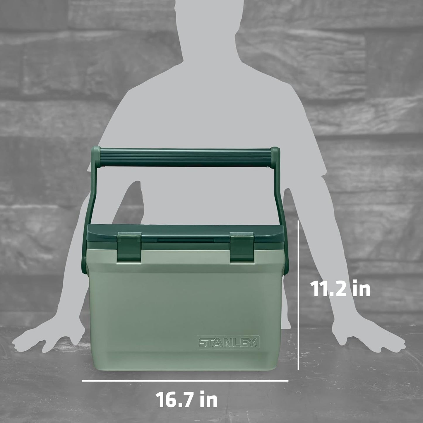 Stanley Adventure Outdoor Cooler 16 Qt - Heavy-Duty Camping Cooler with Easy Carry Handle | 36-Hour Ice Retention | BPA-Free | Stanley Green