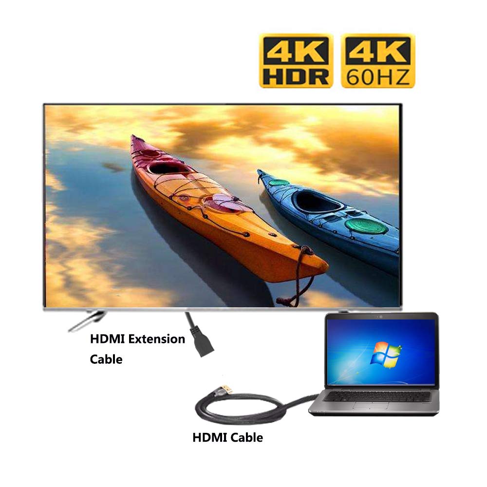 4K 1FT (2 Pack), 4K@60HZ 360, PS5, PS4, HDMI Extension Cable High Speed HDMI Extender (Male to Female) Compatible