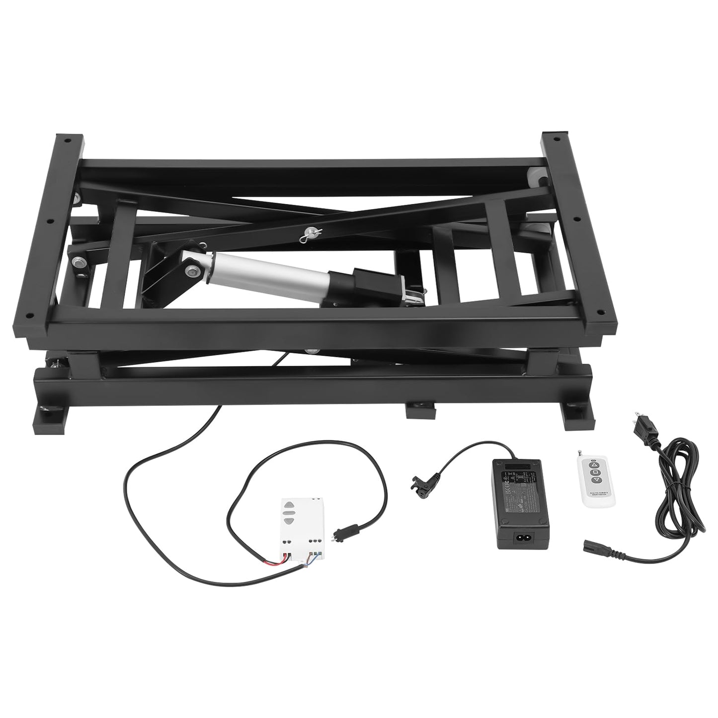 Electric Scissor Lift Table, 350lbs Hydraulic Lift Table with Remote Control, Heavy Duty Lifting Platform with 7.6-26.7in Adjustable Height, Lifting Transportation System for Factories Warehouses