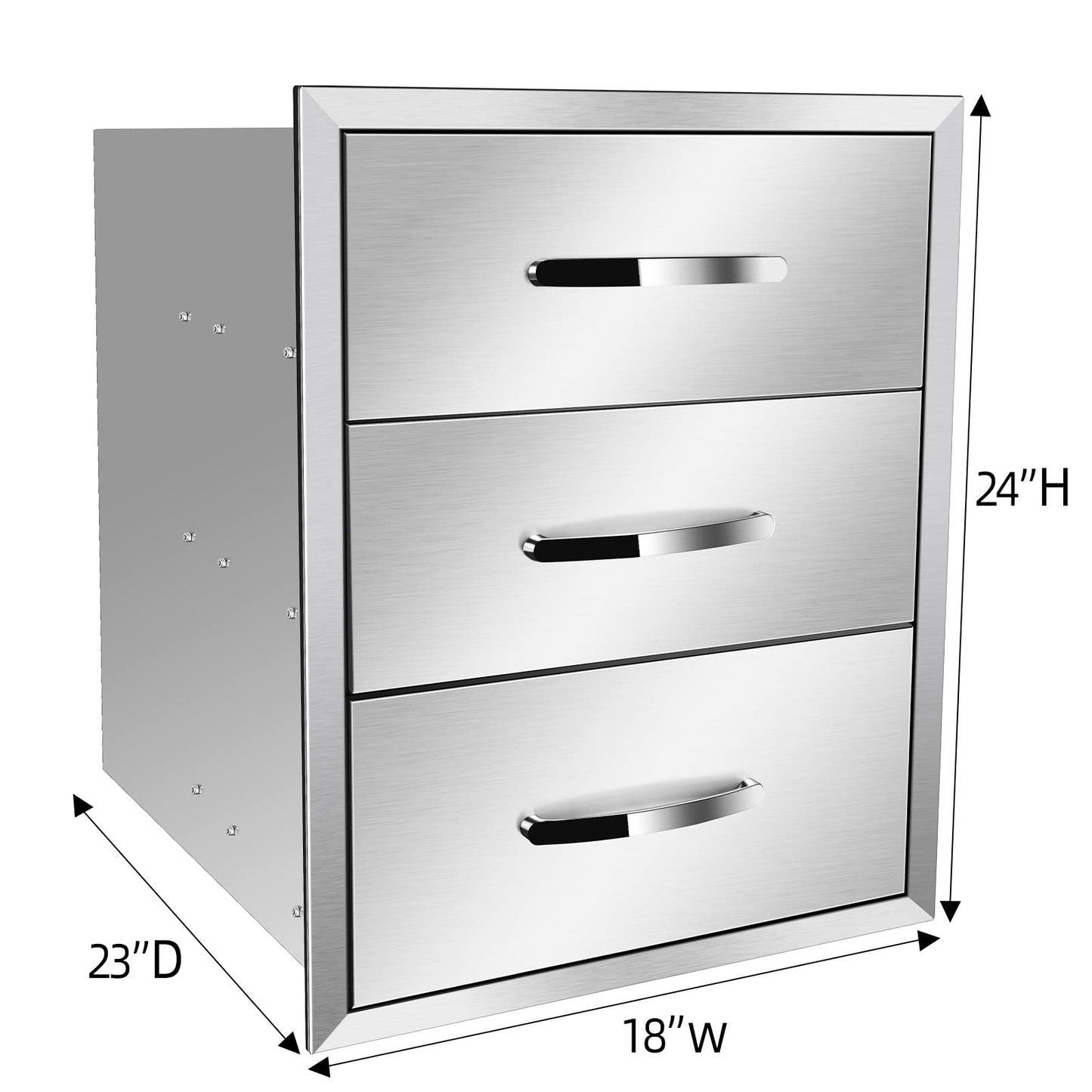 KODOM Outdoor Kitchen Drawers 18W x 24H x 23D Inch, Flush Mount Access BBQ Drawers, BBQ Island Drawers for Outdoor Kitchens or BBQ Island Patio Grill Station