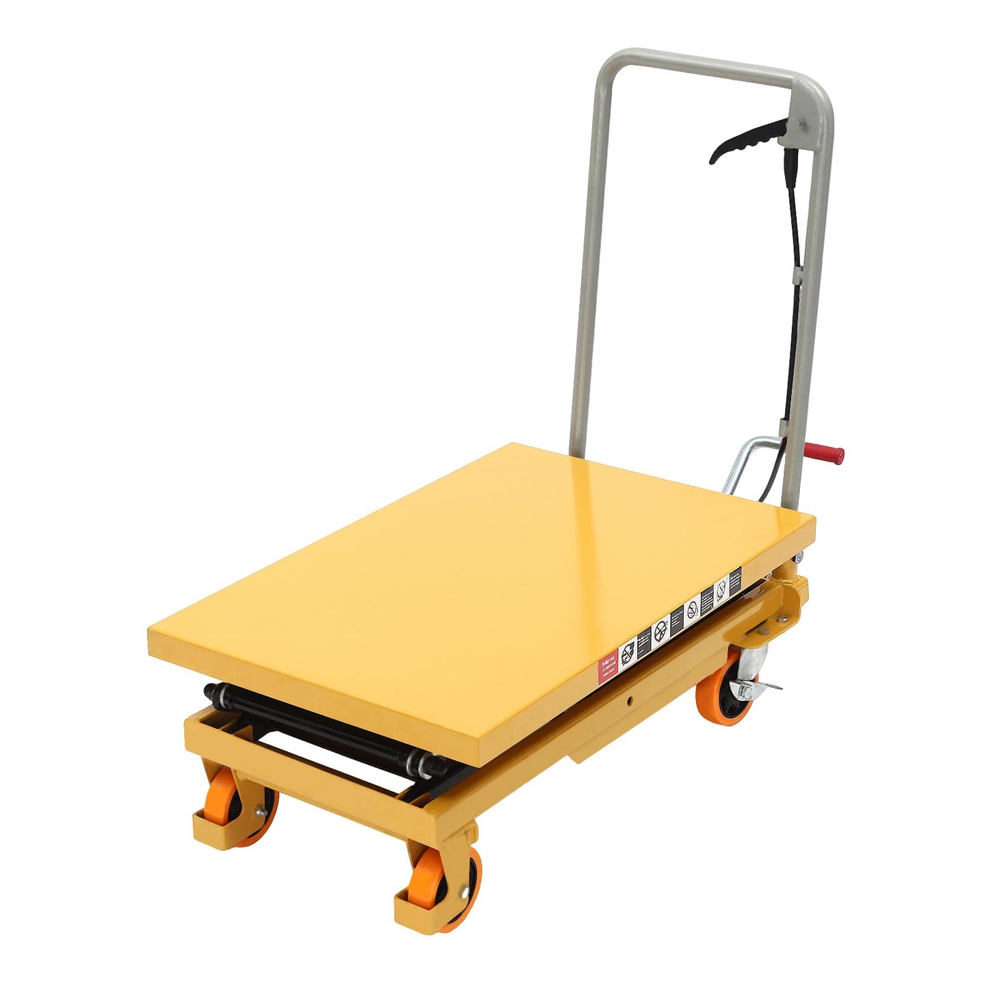 770lbs Hydraulic Lift Table Cart, 51" Double Scissor Lift Table Pallet Truck Lift Height Manual Hydraulic Scissor Cart Mobile Platform Cart w/ 4 Locking Wheels for Material Handling and Transportation