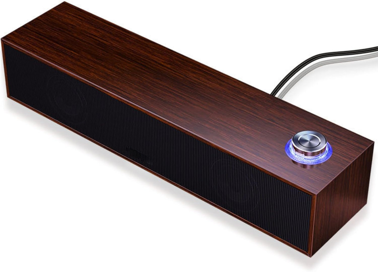 Diyeeni 3.5mm 1.2m Wooden Computer Speaker, USB Powered PC Speakers, HiFi Stereo Sound Computer Sound Bar for Desktop