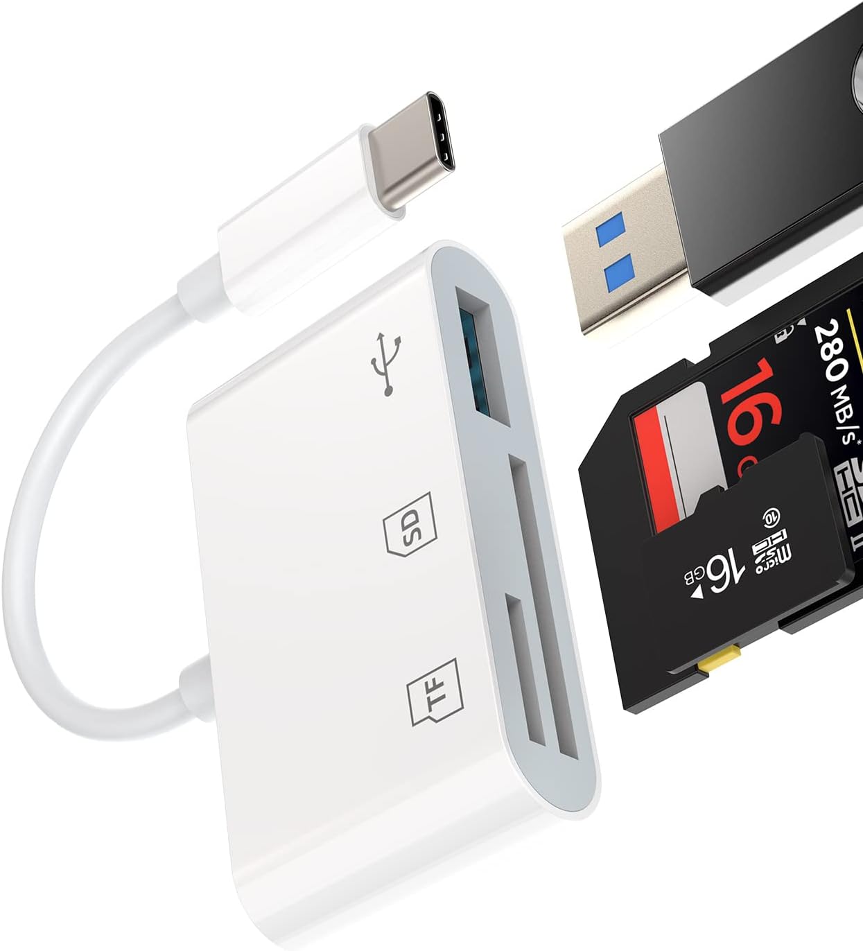 Kefiany 3.0 iPhone15 S22 4 3 USB C Hub TF Micro SD Card Reader USB Docking Station Multiport Adapter for MacBook Pro