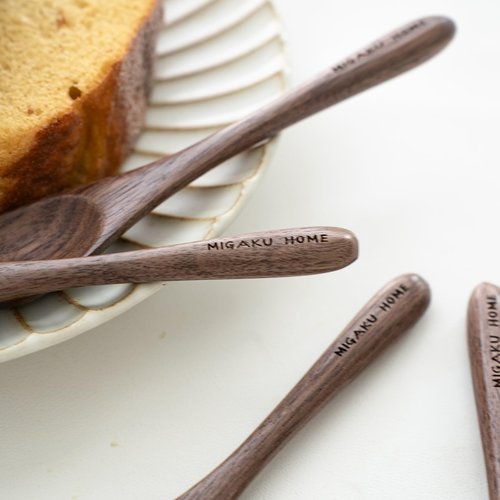 MIGAKU HOME Black Walnut Wooden Spoons, 4pcs Soup Spoons for Eating, Eco-Friendly Japanese Kitchenware Set, Natural Wood Utensils for Cooking Mixing Stirring