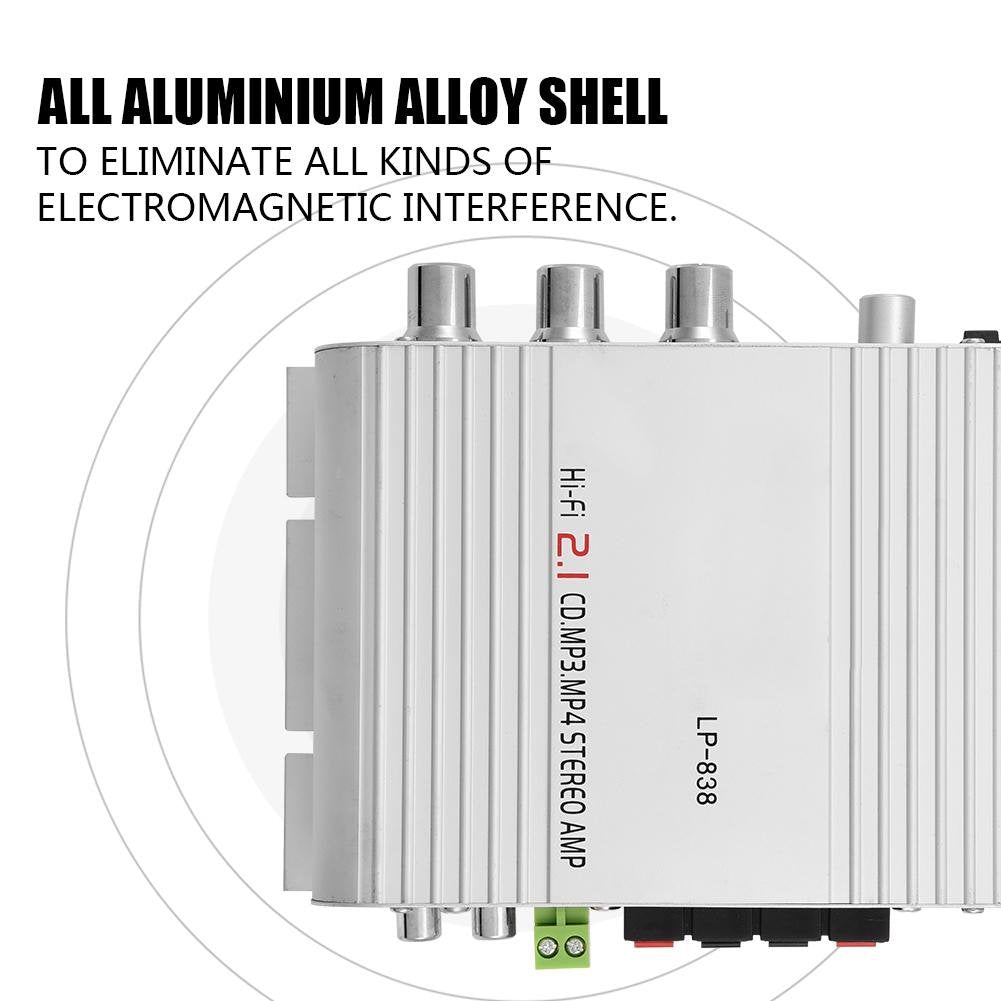 2x15W 20W 2.1CH MP3 MP4 Audio Power Amplifier, + Hi-Fi HiFi Stereo Subwoofer Amp Home Bass Audio Power Amplifier
