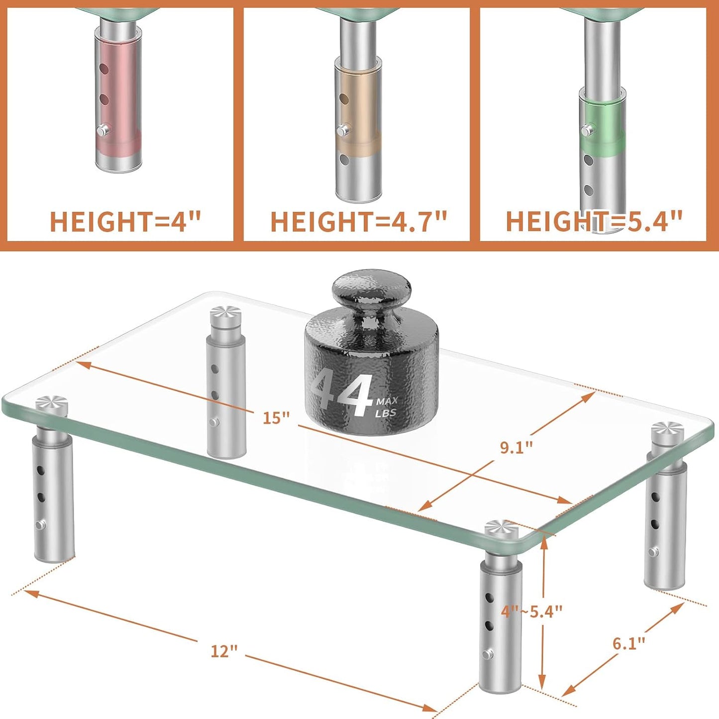 -3 Hemudu Monitor Stand Adjustable Height Monitor Riser, Computer Monitor Stand, Desktop Organizer, Monitor Stand Riser