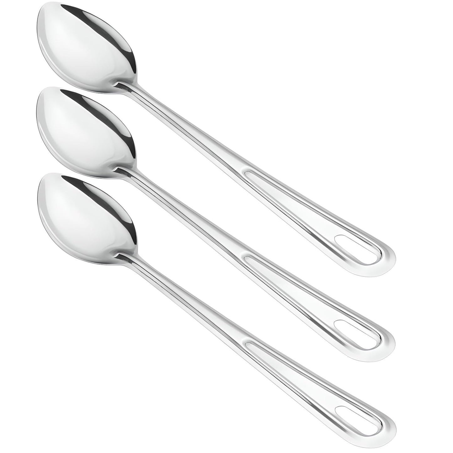 OCS Parts Professional Series Set of 3 Basting Spoons | Stainless Steel Stirring and Basting Spoon for Home and Commercial Kitchens | Dishwasher Safe (3, 15-Inch)