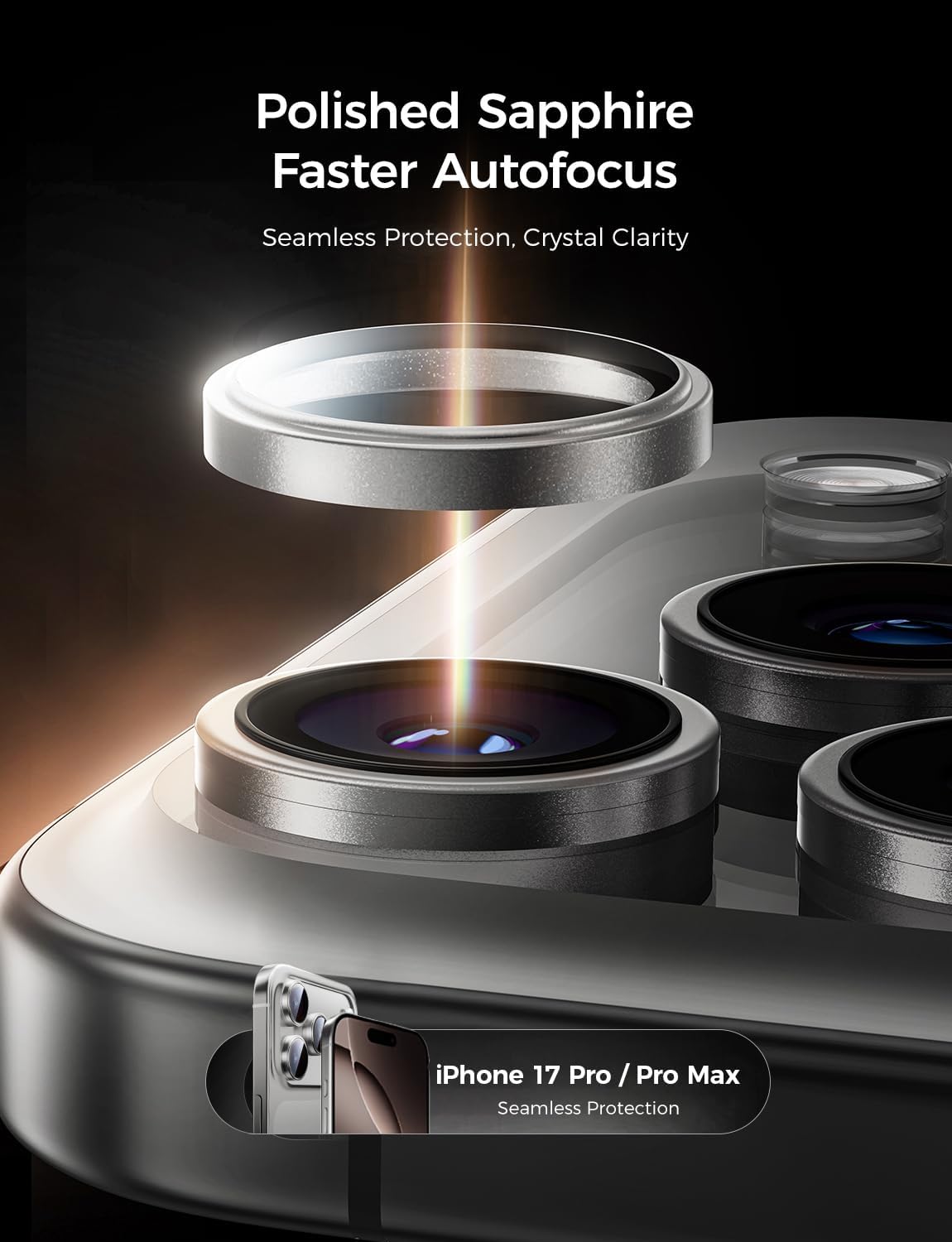 17 Max/17 Kit&1:1 9H Set 2,Sliver MAGIC JOHN for iPhone Pro Pro Camera Lens Protector [Alignment Invisible Fit]
