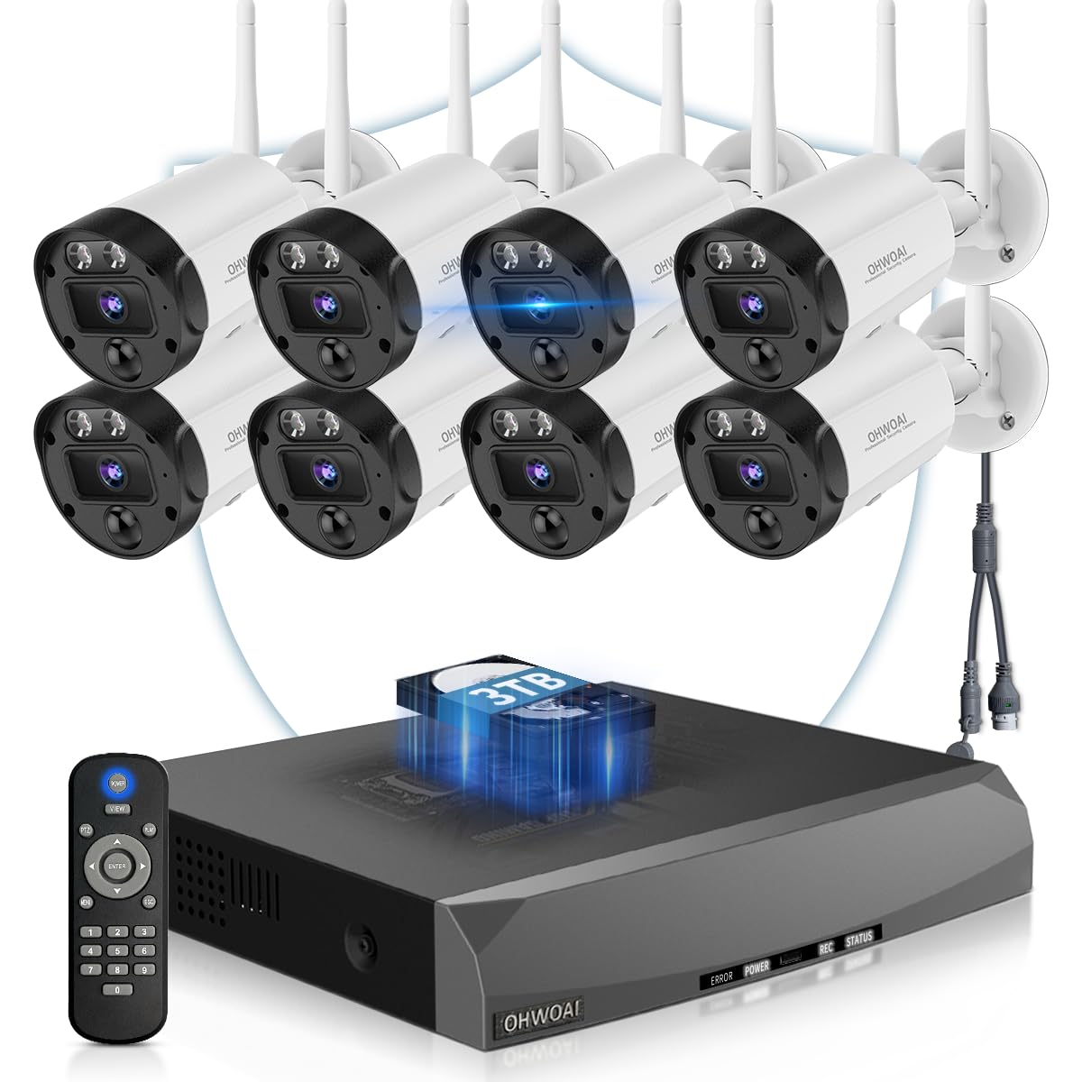 《4K Ultra HD & 130° Wide Angle》 Security Cameras Wireless Outdoor, Home WiFi Video Security System, Wireless IP Camera Surveillance DVR Kits