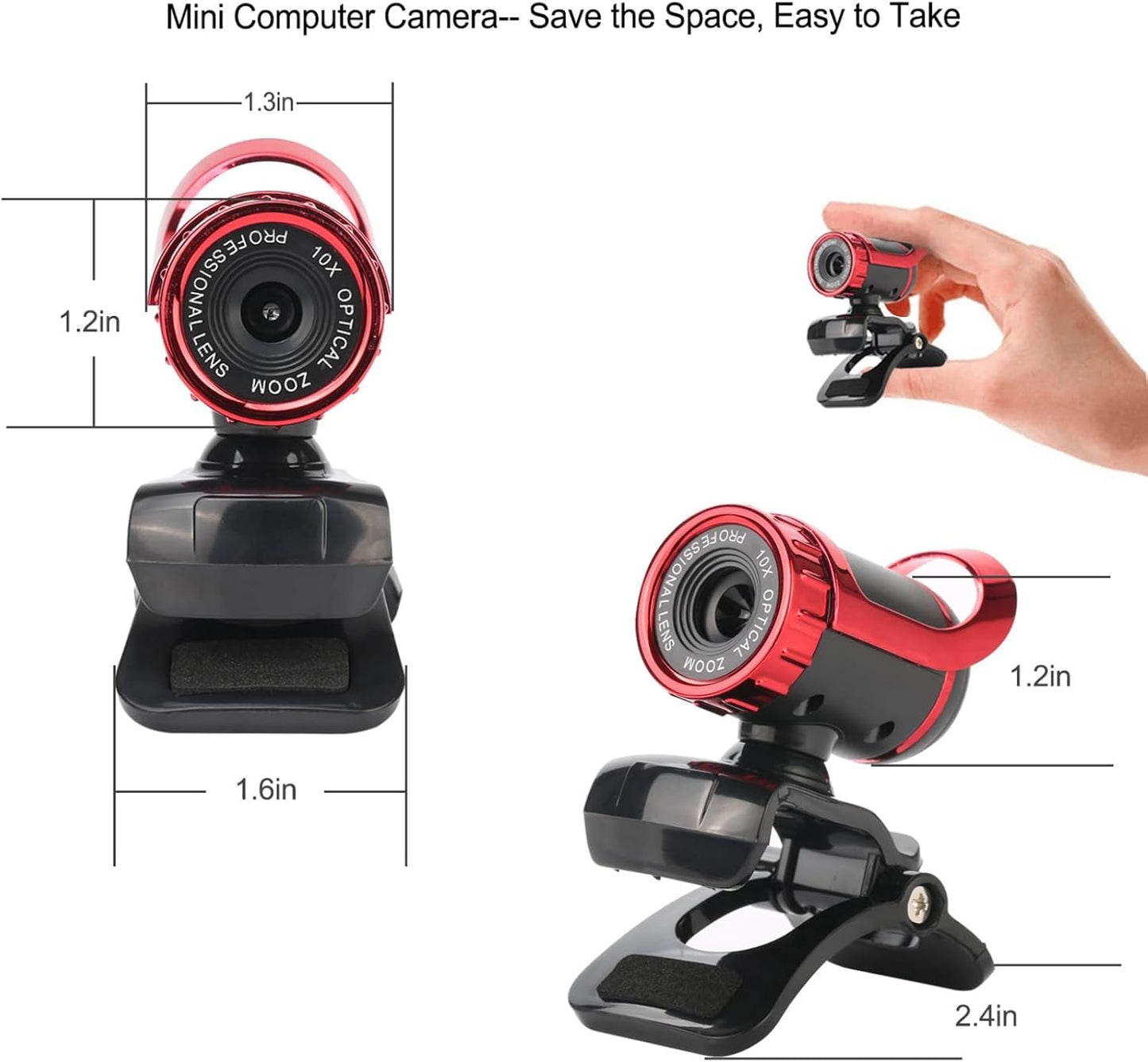 Yoidesu Webcam,360 USB Cam Desktop Laptop Camera,Manual Focus Webcam with Built-in Microphone,Clip-on Mini Plug