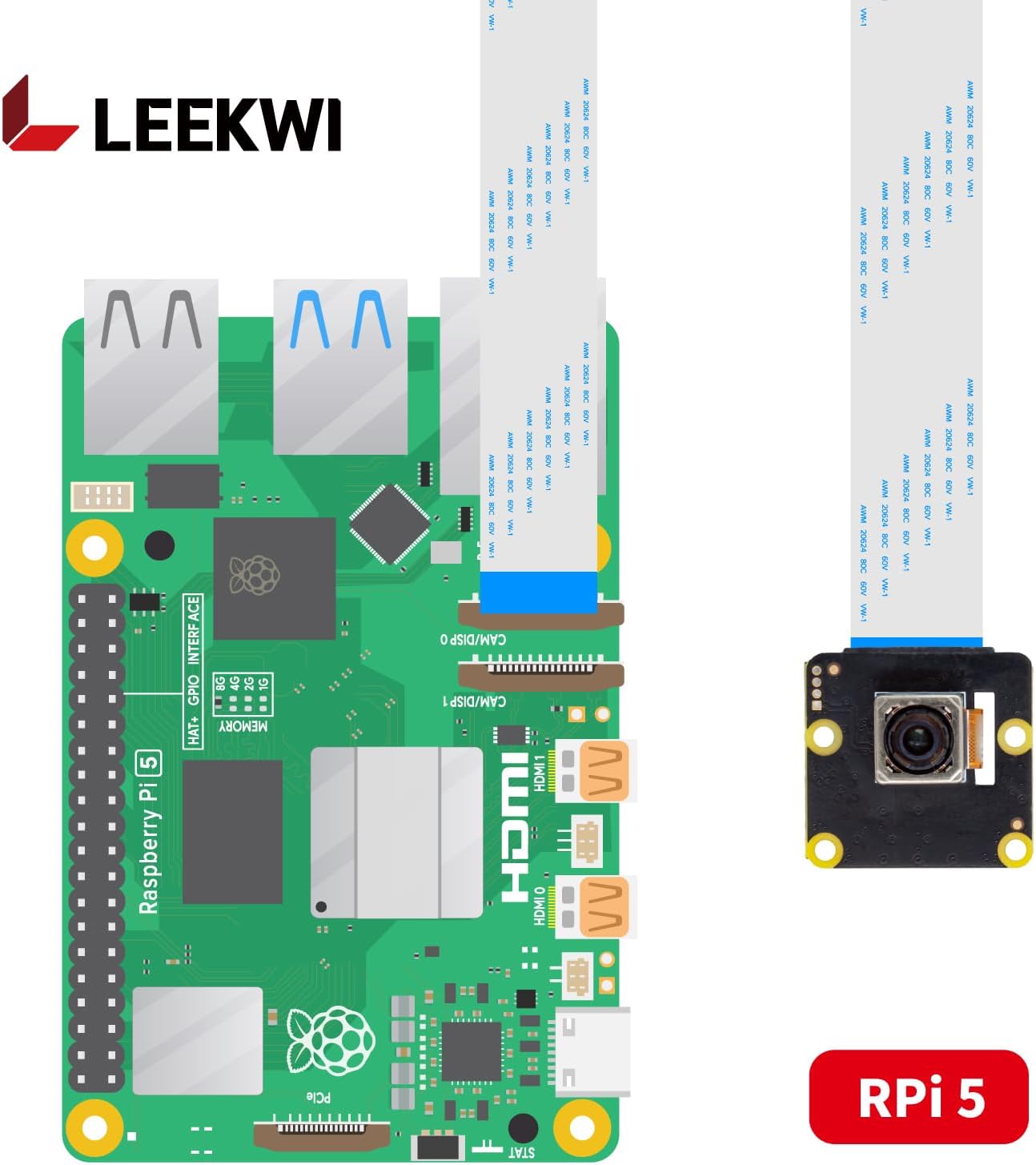 LEEKWI IMX519 5, 4, 2W, 16MP Autofocus Raspberry Pi Camera for Pi Zero PDAF&CDAF High Resolution Camera Module
