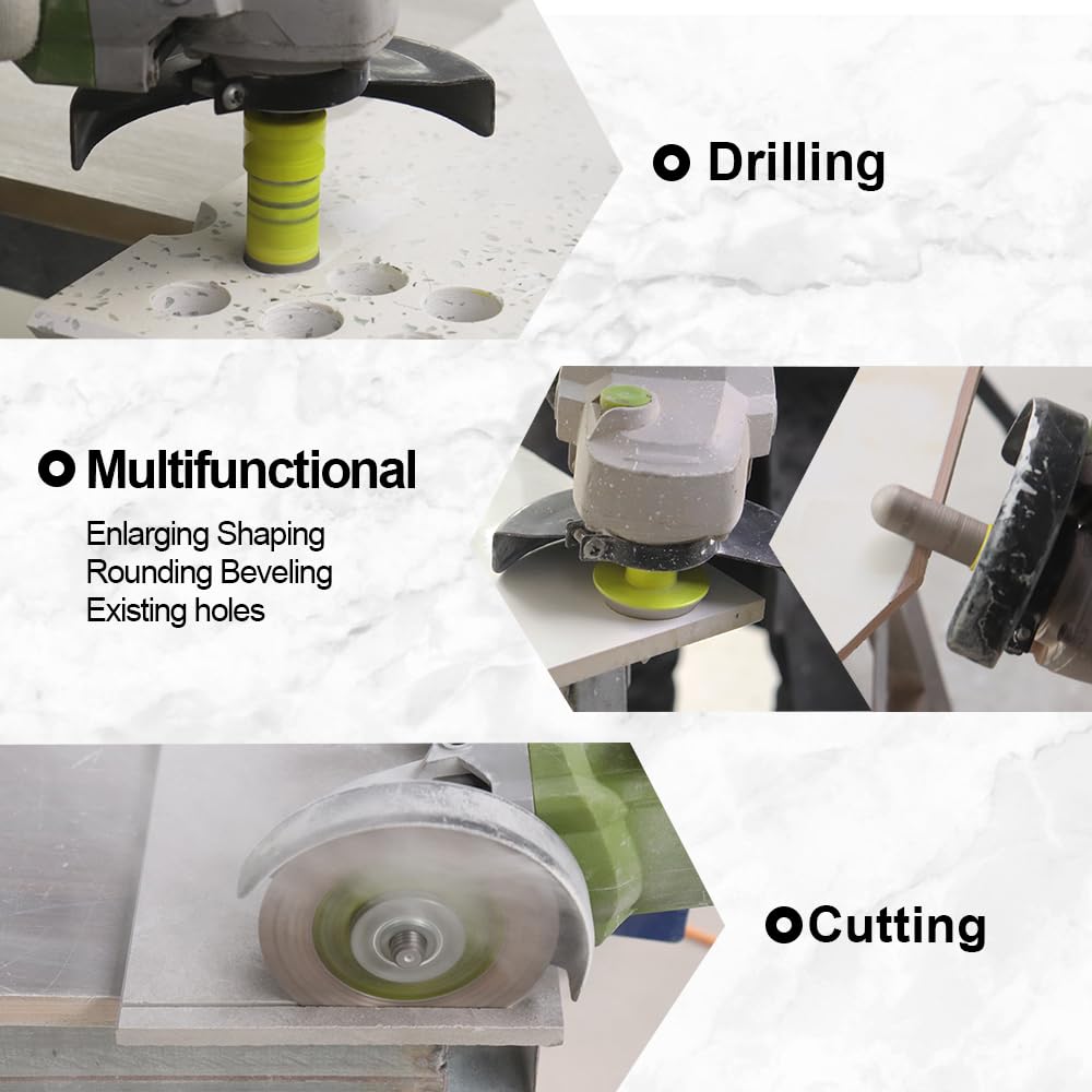 Tile Hole Saw Kit - Diamond Core Drill Bits Set SANLEETEK for Porcelain Tile Ceramic Marble 6/6/8/20/35/50/75/100MM+4/5'' Finger Bit+2" Chamfer Bit+4.5" Saw Blade+SDS/HEX, 13pcs