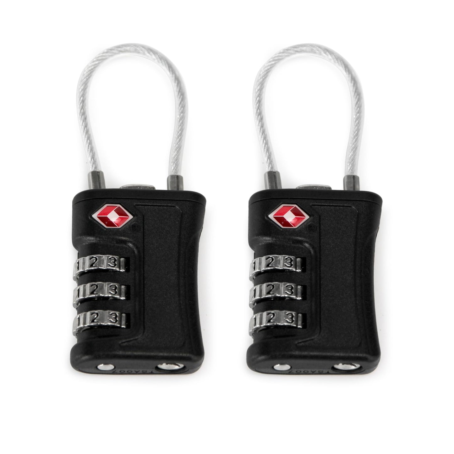 Ech.Apr 2 Pack TSA Approved Luggage Locks, 3-Digit Combination Cable Padlocks for Suitcase, Backpack, Gym Locker & Travel Bags - JY-814 Black