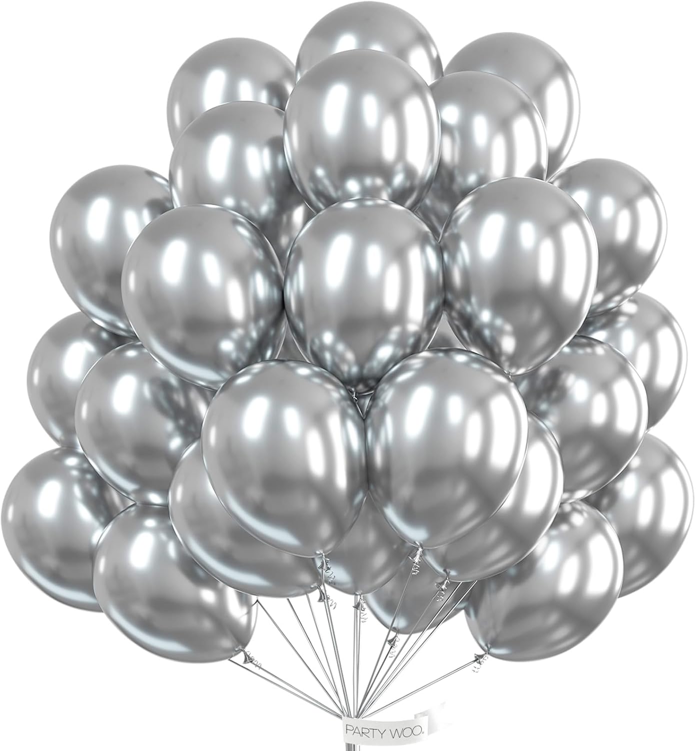 PartyWoo Silver Balloons - 101pcs 12 Inch Latex Helium Balloons for Celebrations & Events