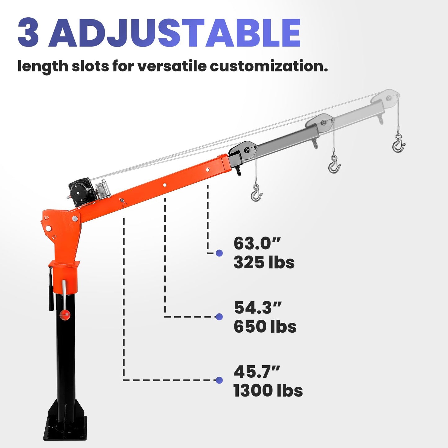 Electric Pickup Truck Jib Crane, 1300lbs Load Capacity, Industrial Folding Hoist Truck Crane with Electric Winch 2200 Lbs, 360° Swivel for Truck Crane in Construction, Factory