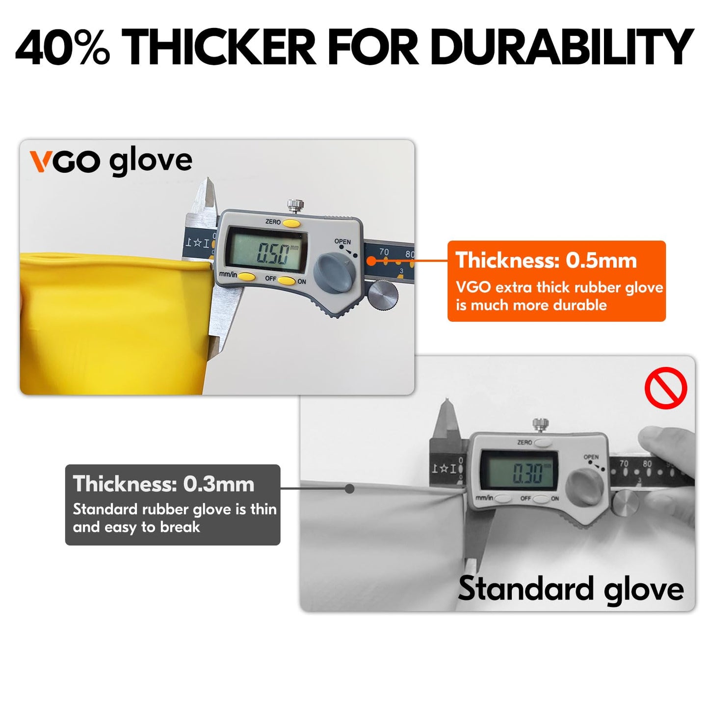 Vgo... 3-Pairs Reusable Household Gloves, Rubber Dishwashing gloves, Extra Thickness, Long Sleeves, Kitchen Cleaning, Working, Painting, Gardening, Pet Care (Size L, Yellow, HH4601)