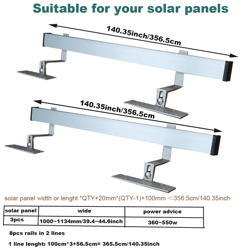 Solar Panel Mounting Bracket Kit to Metal Roof Sloped or Flat Pitched Tile Shingle Roofs for 1-4pcs Solar Panels