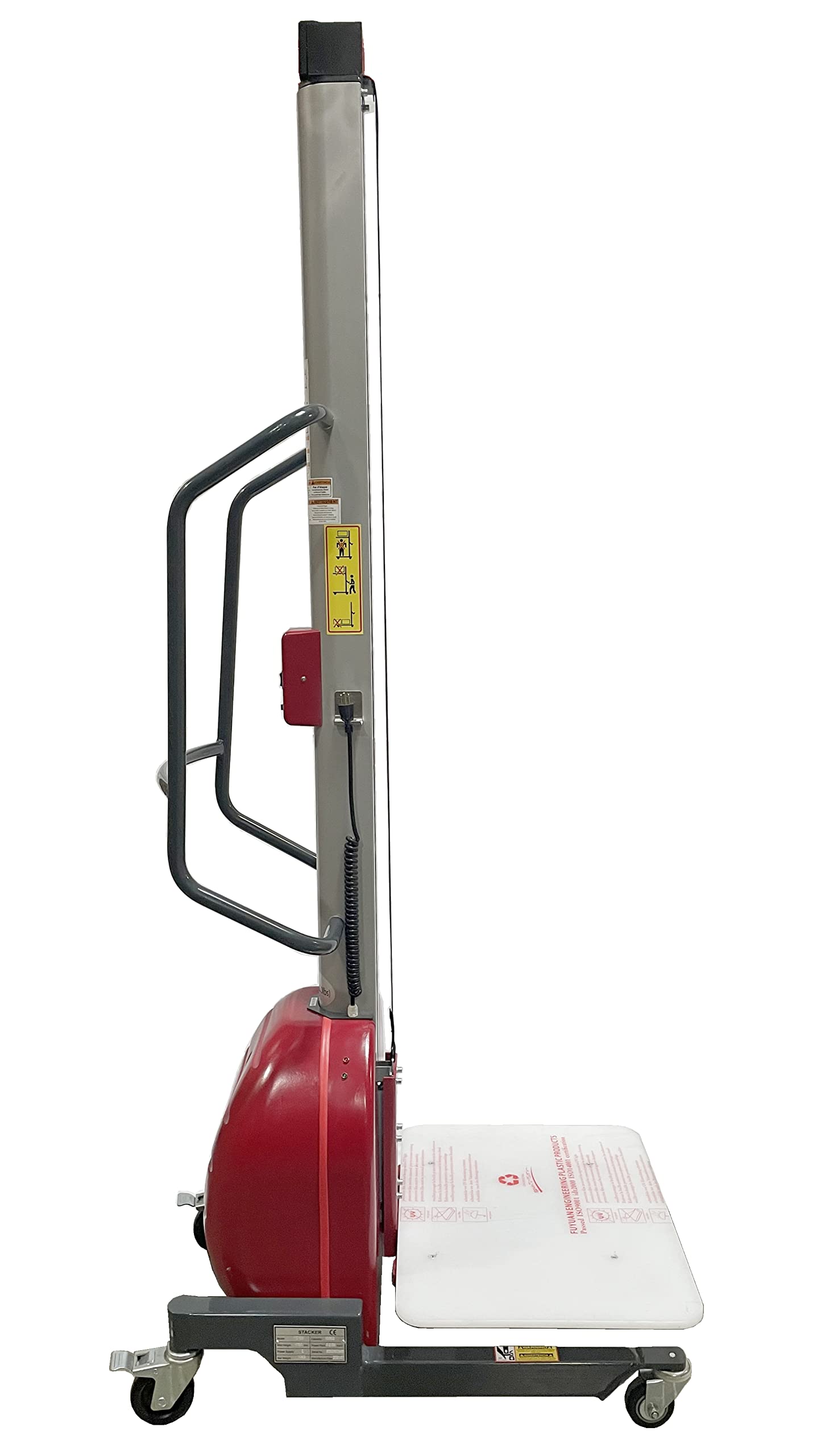 Electric Lift Work Positioner Truck, 330 lbs Capacity, 59" or 67" Lift Height, Belt Pulling System, Steel, Lightweight, Quiet and Easily Maneuverable (330lb 67" Raised Platform Height)
