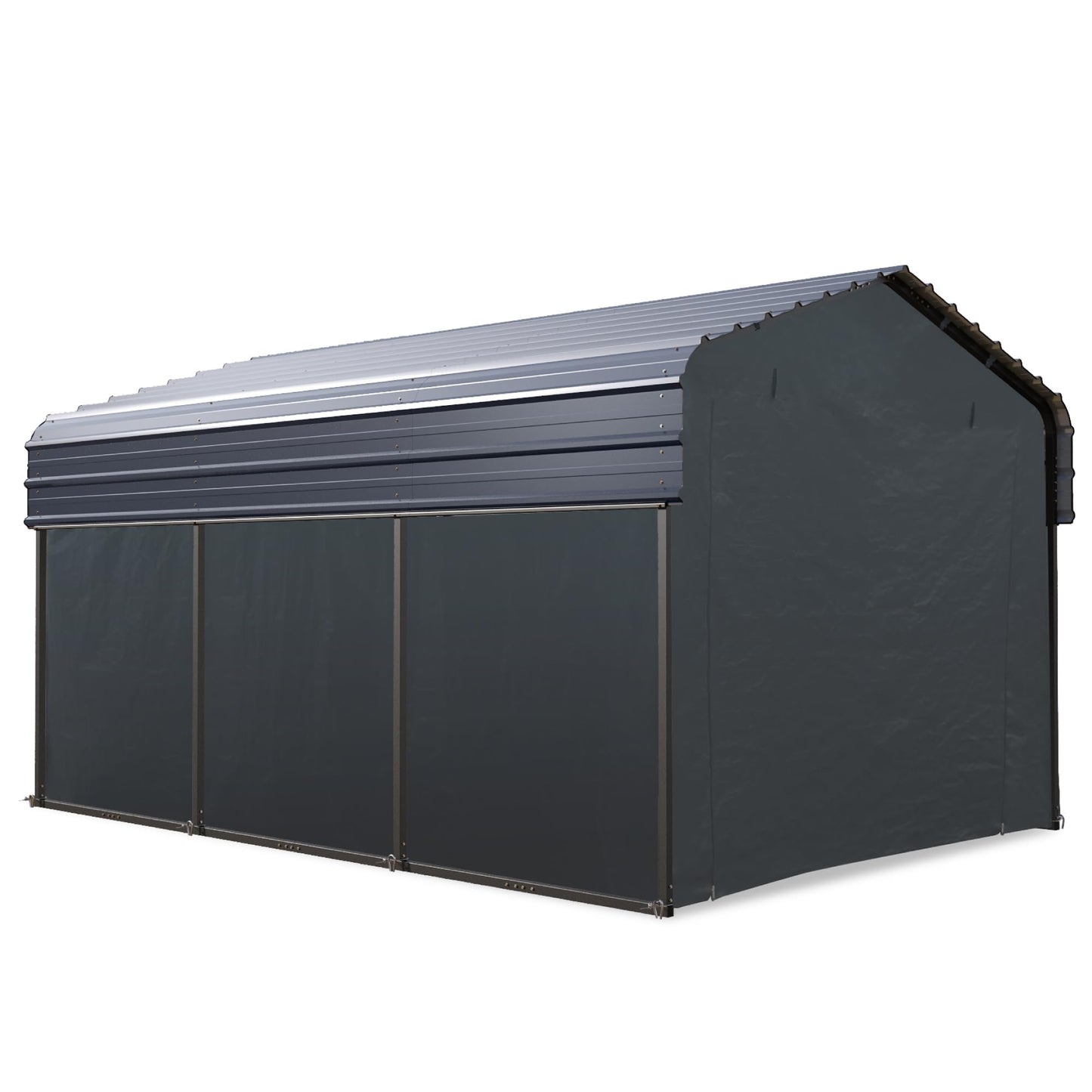 10 x 15 ft Metal Carport Kits with Galvanized Steel Roof & Removable Sidewalls, Heavy Duty Metal Carport Canopy, Outdoor Car Tent Metal Garage Shelter for Car, SUV, Truck and Boats, Gray