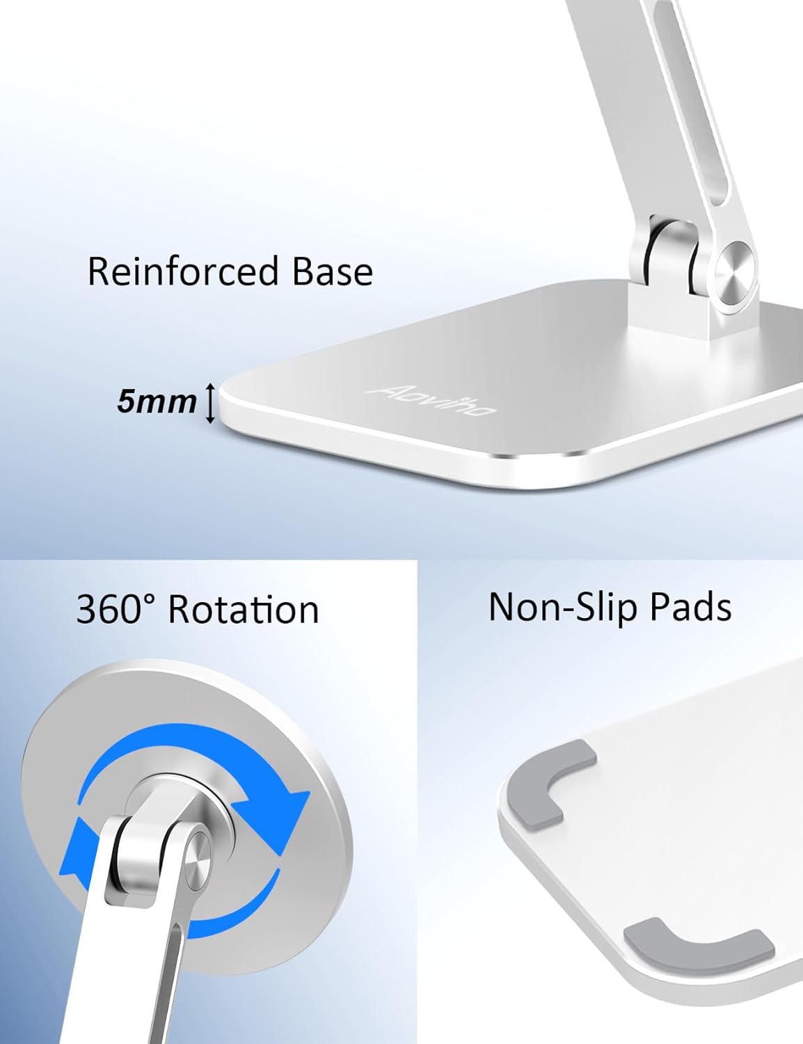 Aoviho 360 16/15/14/13/12 Magnetic Phone Stand for MagSafe Adjustable - Aluminum Portable Phone Holder for Desk